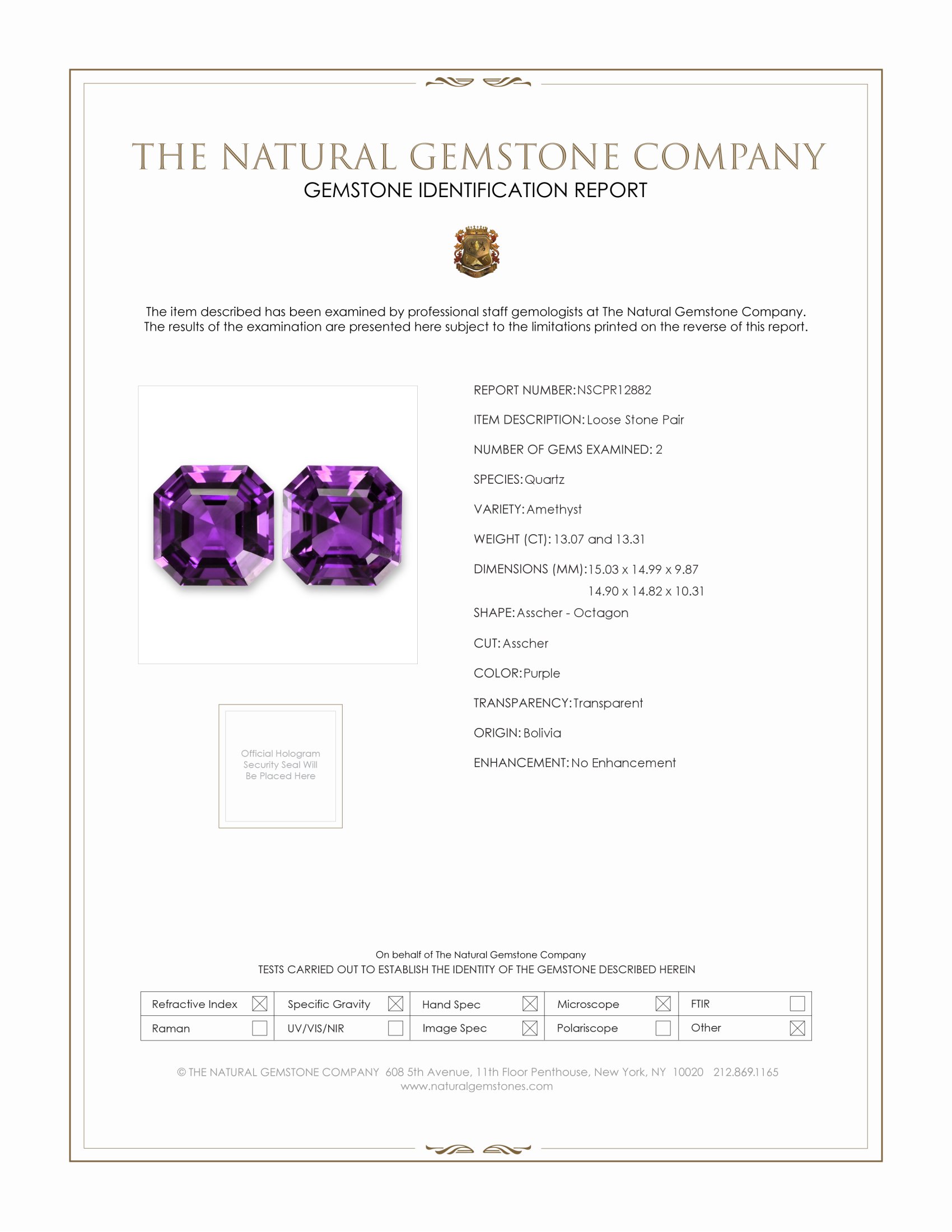 26.38 Ct.Tw. Purple Amethyst Pair from Bolivia