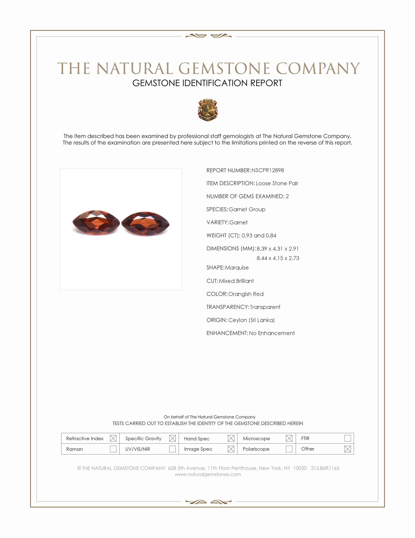 1.77 Ct.Tw. Orangish Red Garnet Pair from Ceylon (Sri Lanka)
