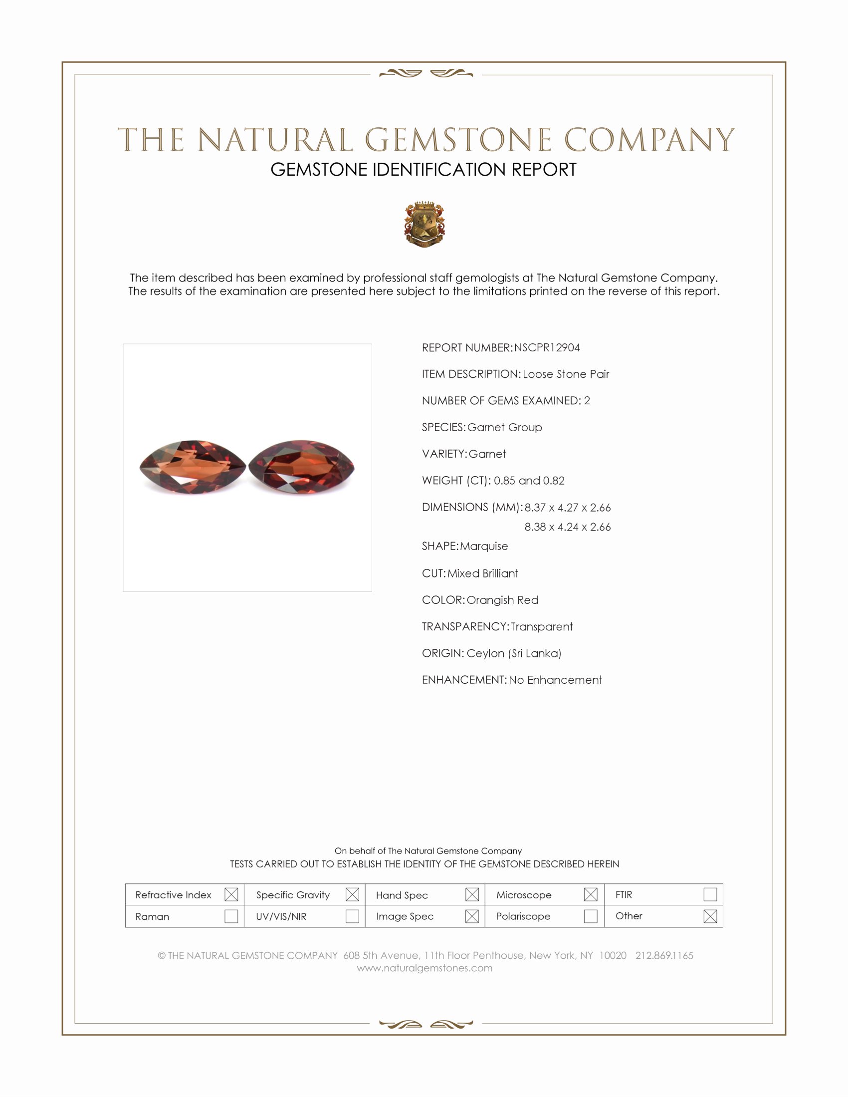 1.67 Ct.Tw. Orangish Red Garnet Pair from Ceylon (Sri Lanka)
