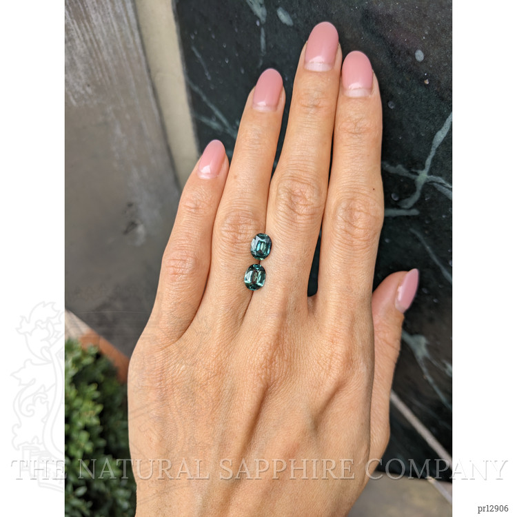 3.34 Ct.Tw. Bluish Green Sapphire Pair from Ceylon (Sri Lanka)