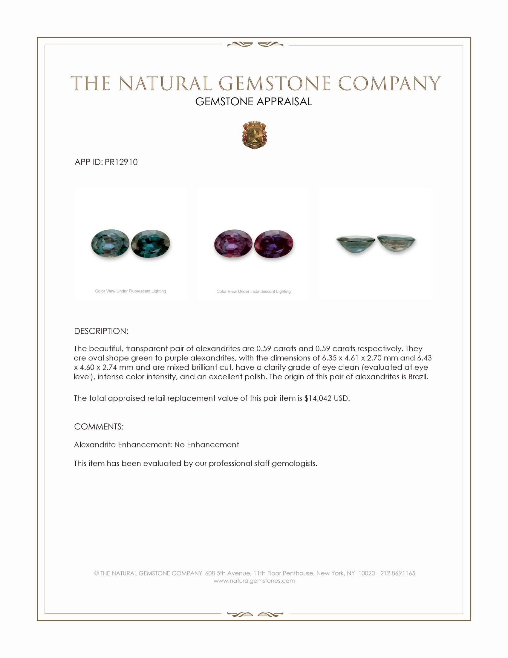 1.18 Ct.Tw. Alexandrite Pair from Brazil