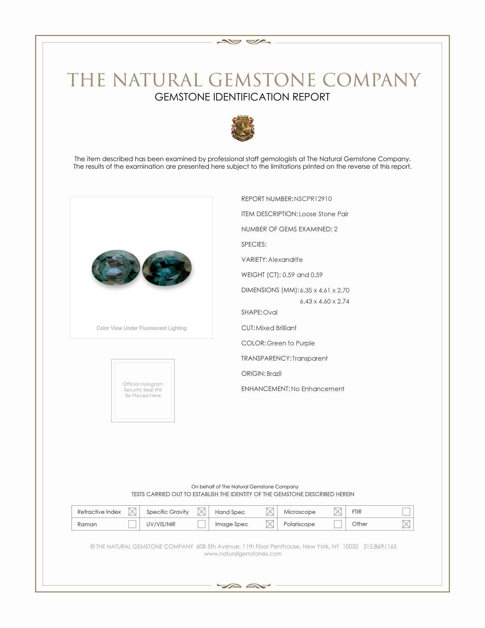 1.18 Ct.Tw. Alexandrite Pair from Brazil