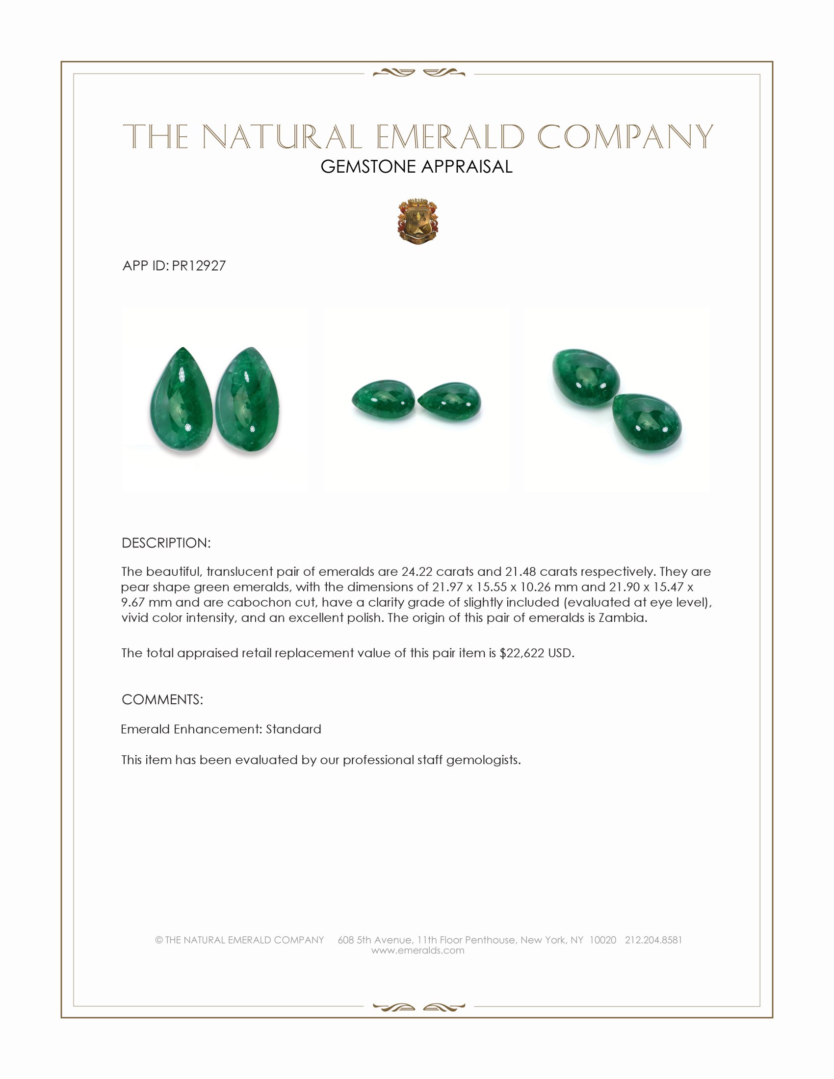 45.70 Ct.Tw. Cabochon Emerald Pair from Zambia