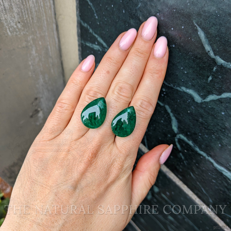 45.70 Ct.Tw. Cabochon Emerald Pair from Zambia