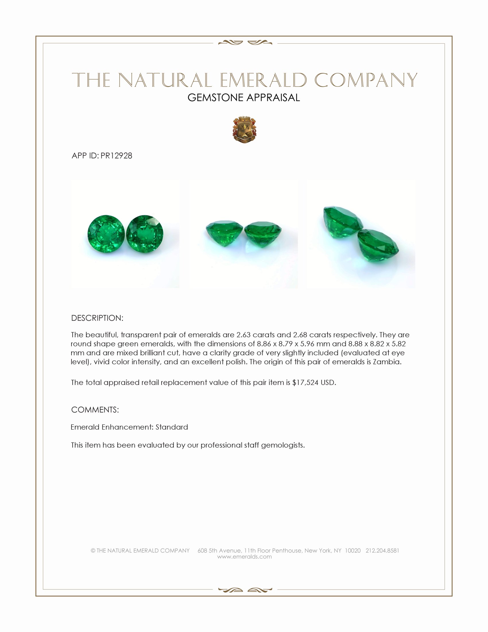 5.31 Ct.Tw. Emerald Pair from Zambia