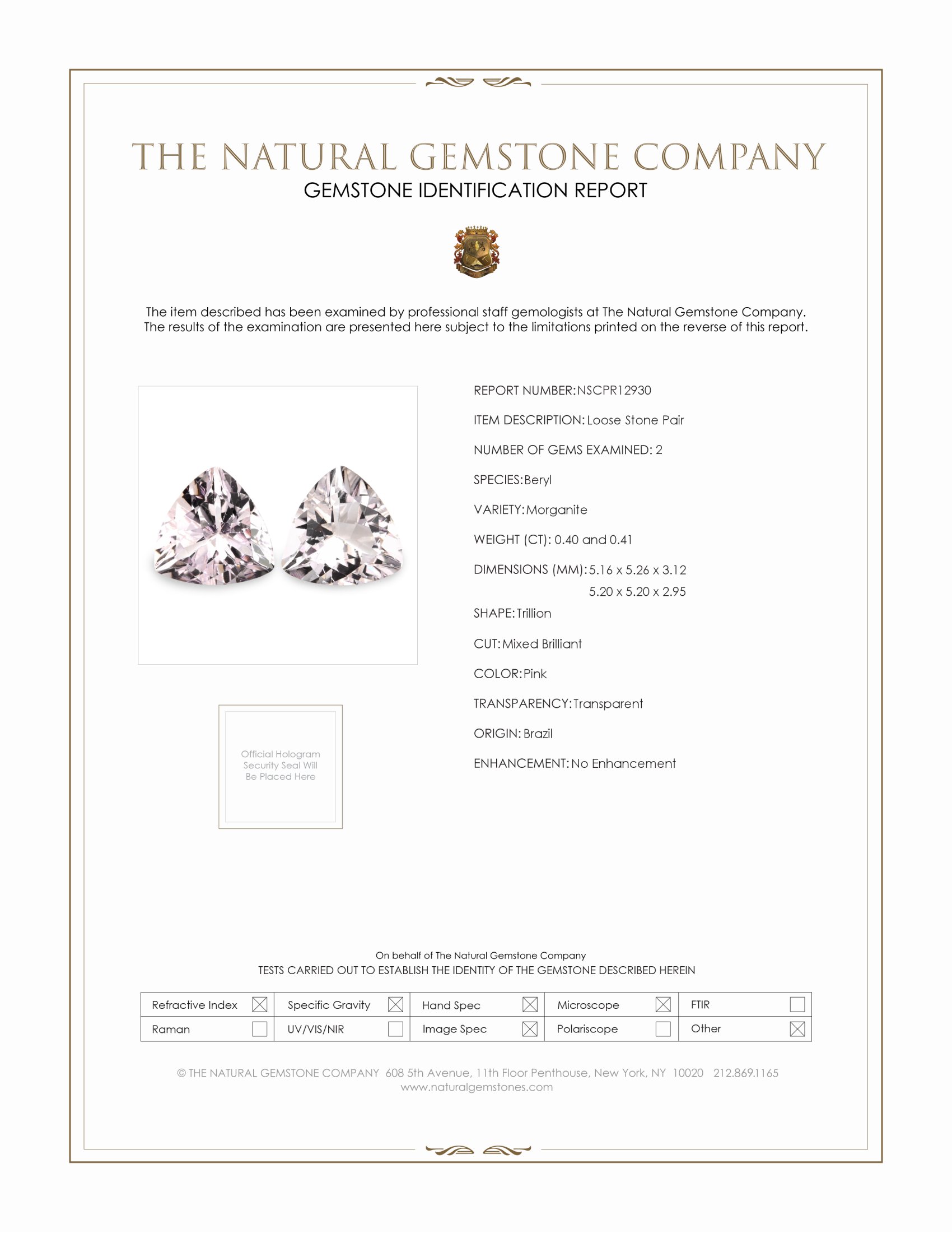 0.81 Ct.Tw. Pink Morganite Pair from Brazil
