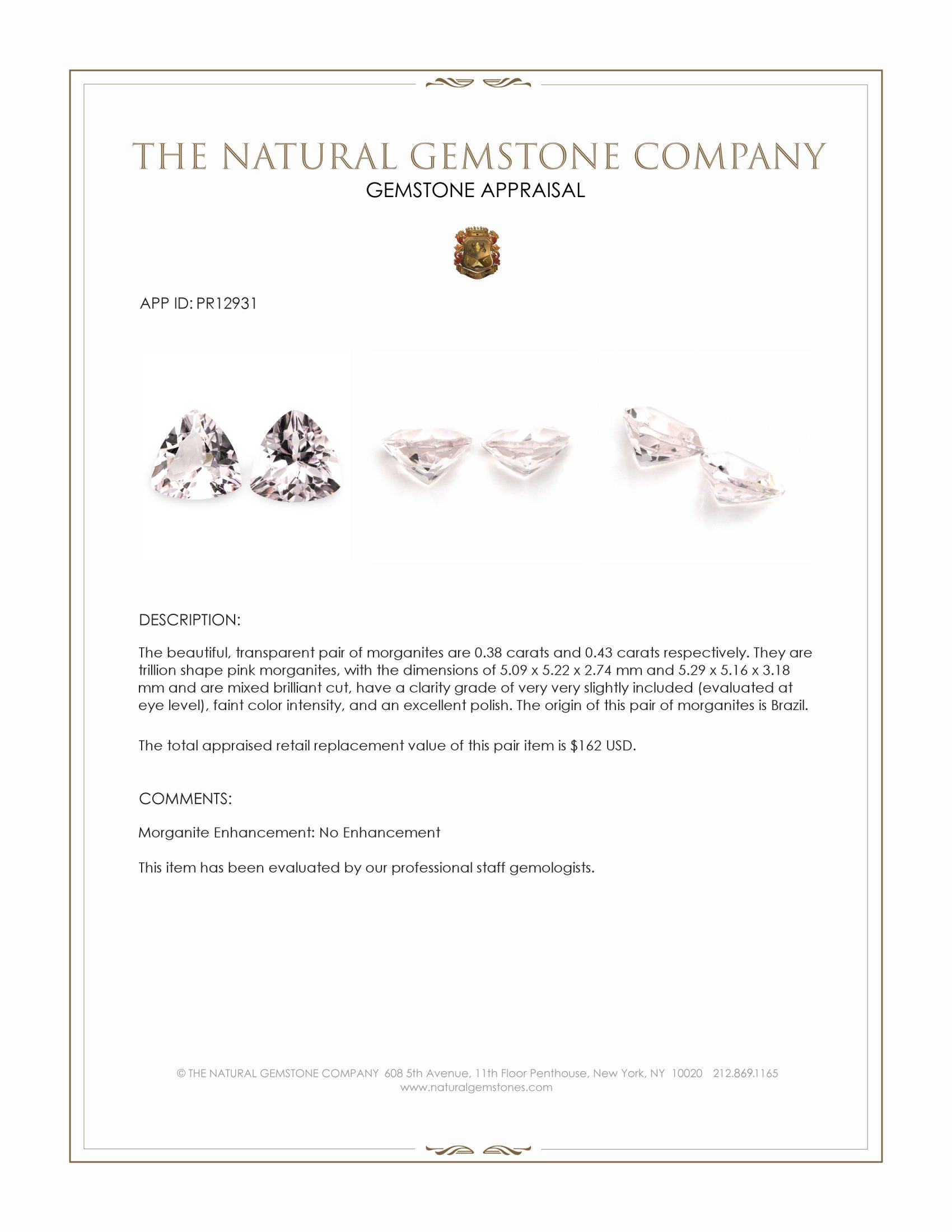 0.81 Ct.Tw. Morganite Pair from Brazil