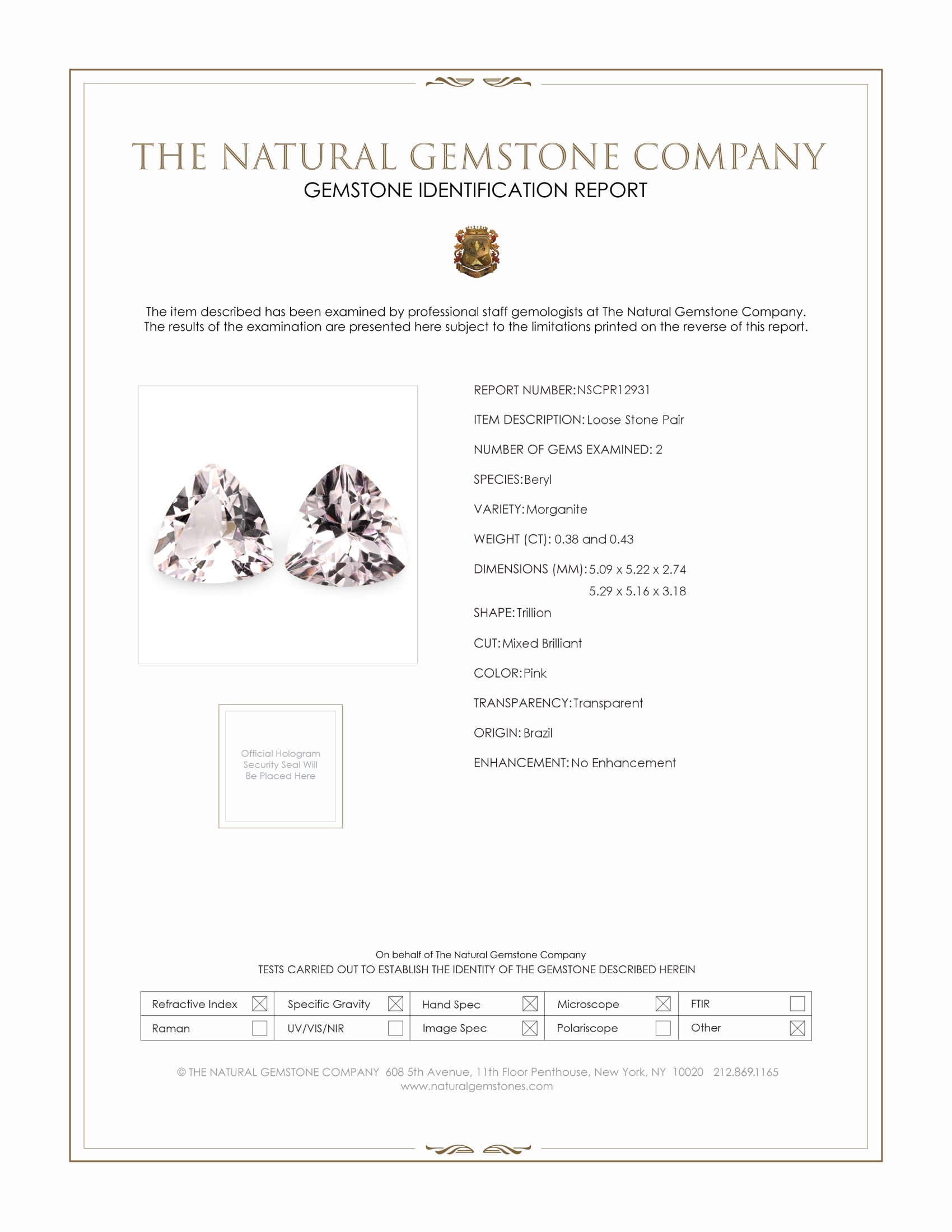 0.81 Ct.Tw. Pink Morganite Pair from Brazil