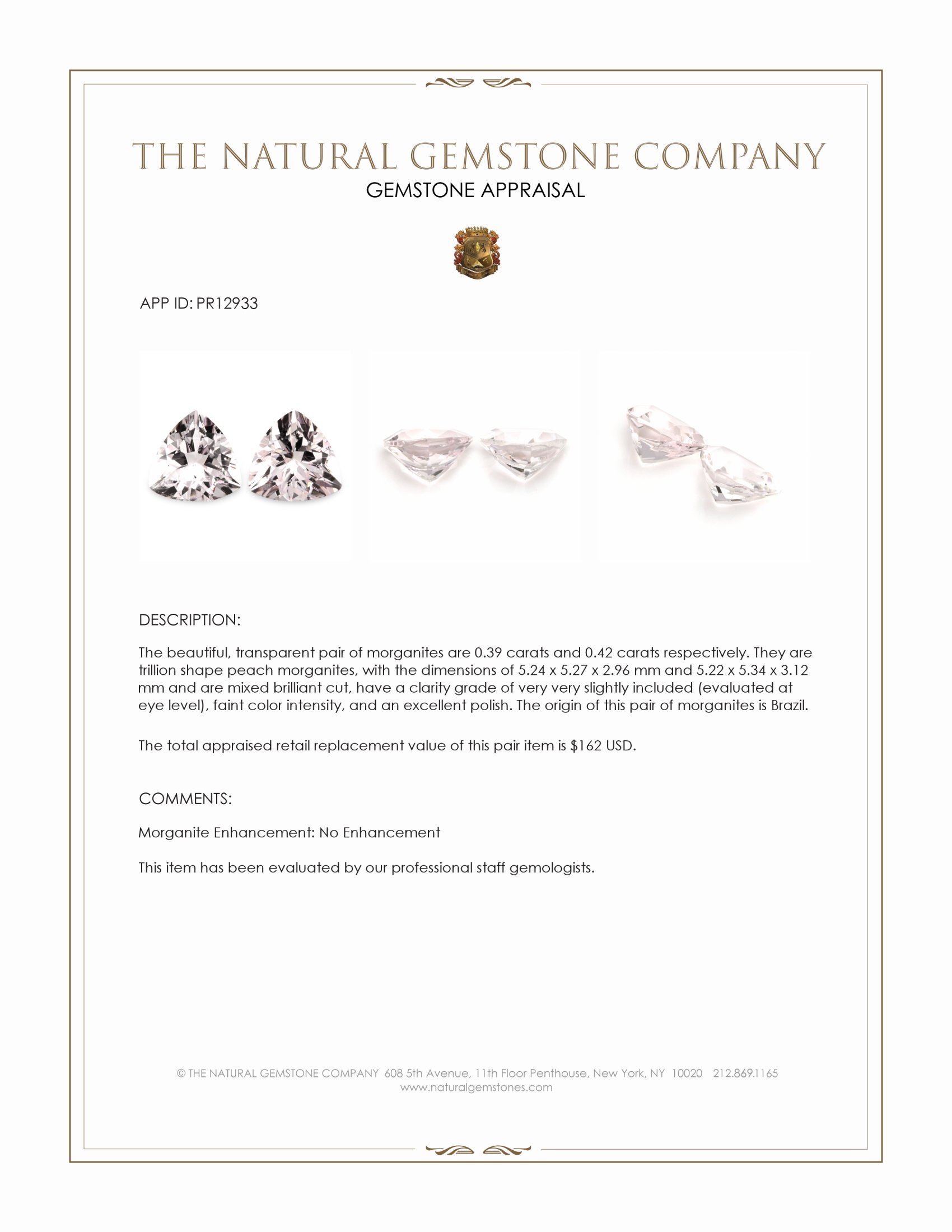 0.81 Ct.Tw. Peach Morganite Pair from Brazil