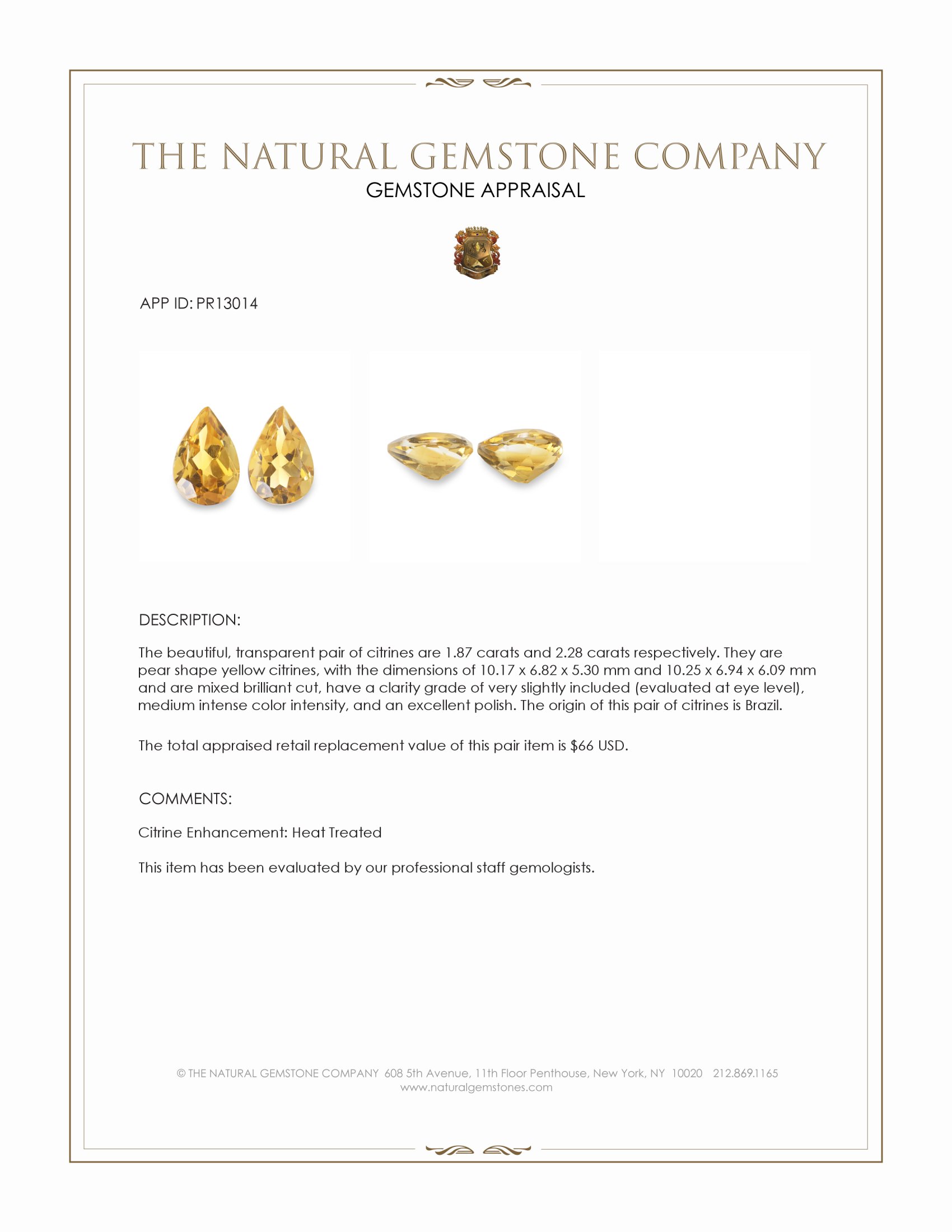 4.15 Ct.Tw. Citrine Pair from Brazil