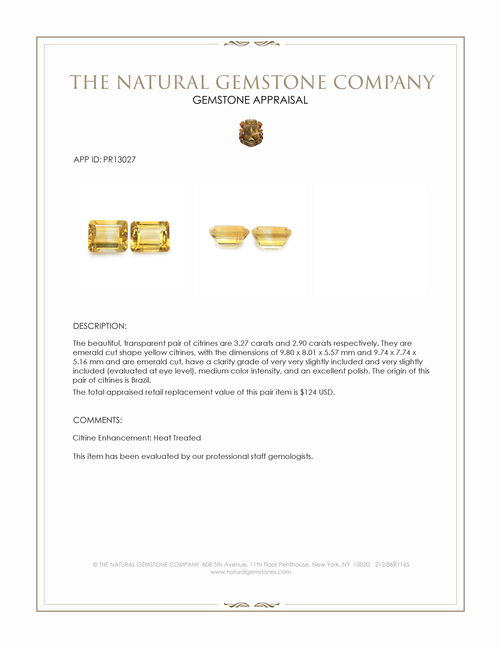 6.17 Ct.Tw. Citrine Pair from Brazil