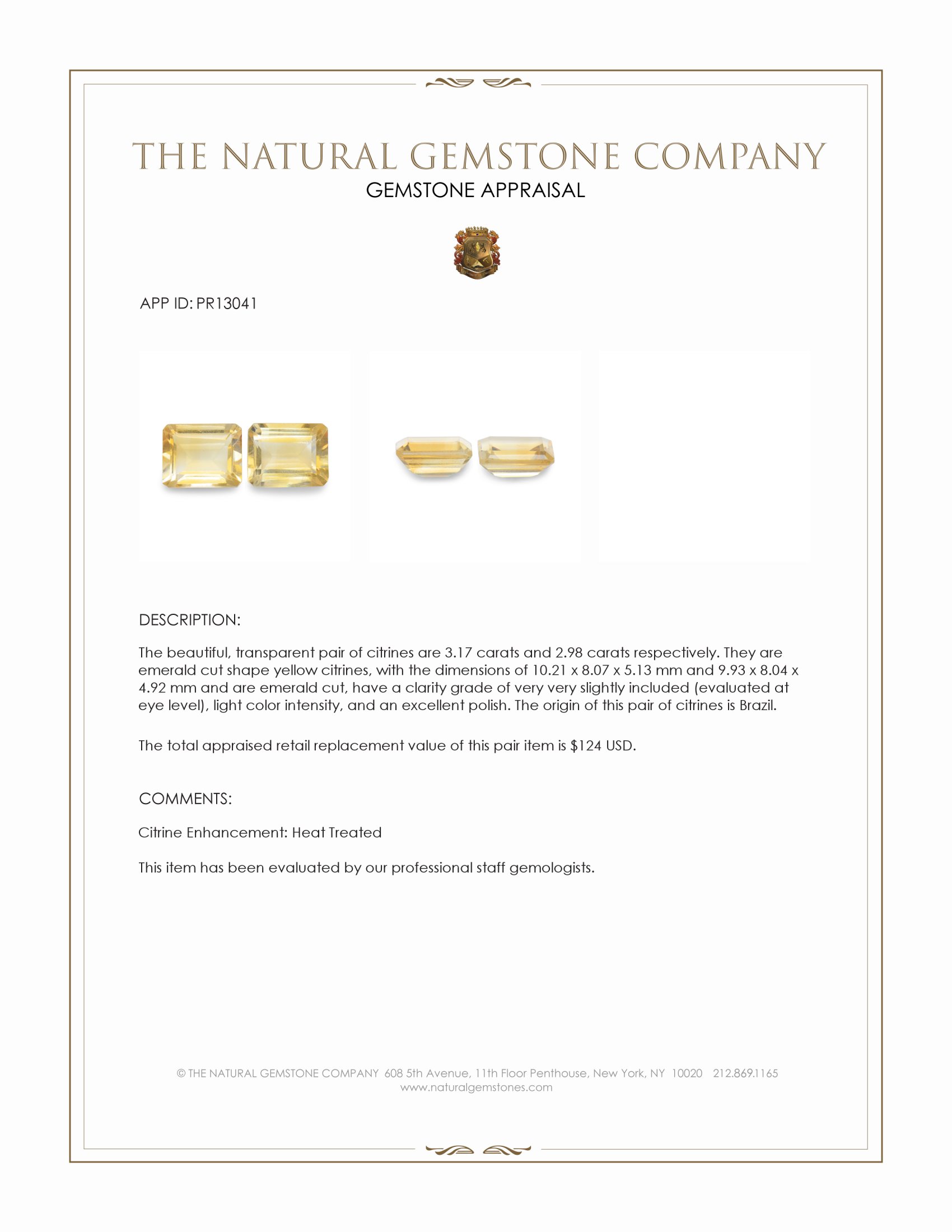 6.15 Ct.Tw. Citrine Pair from Brazil