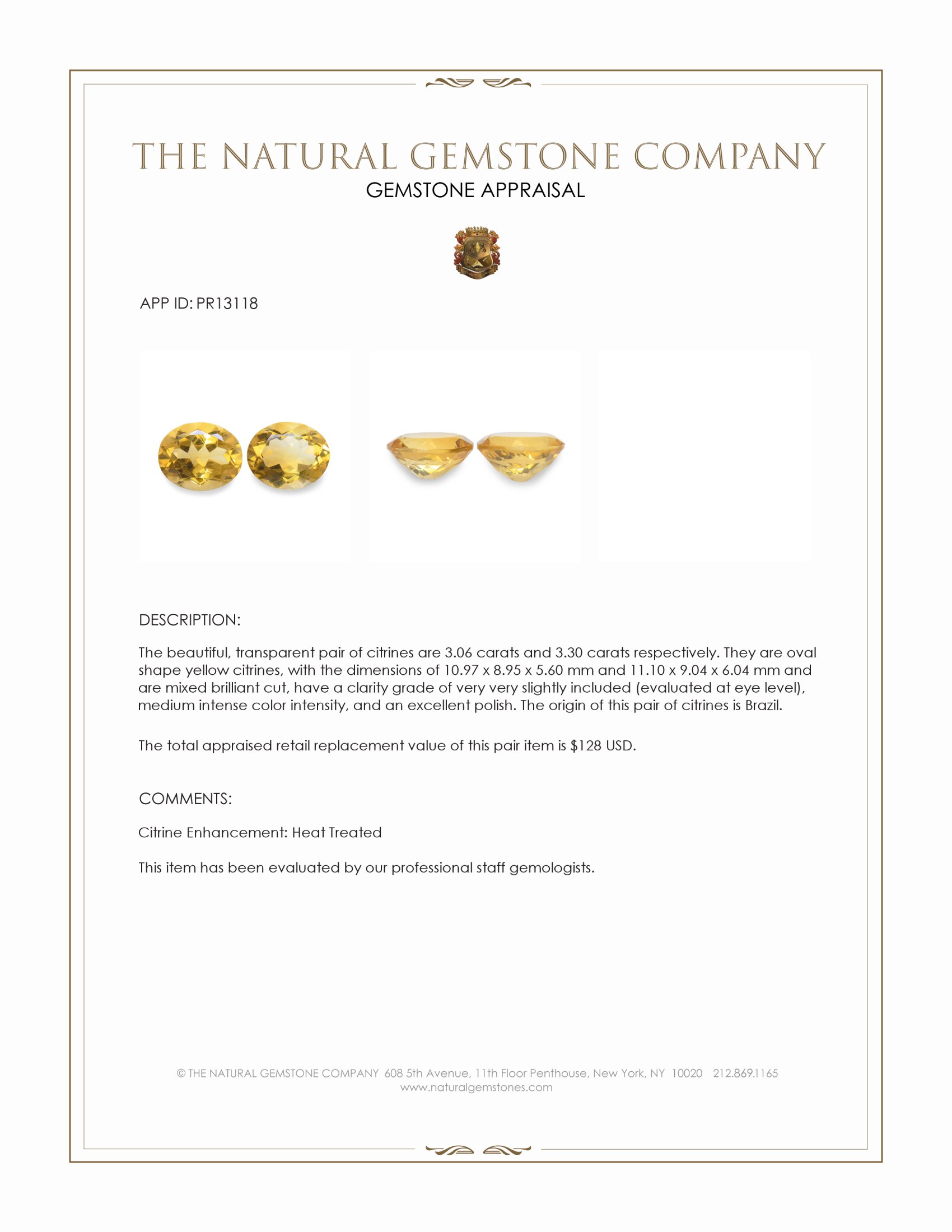 6.36 Ct.Tw. Citrine Pair from Brazil