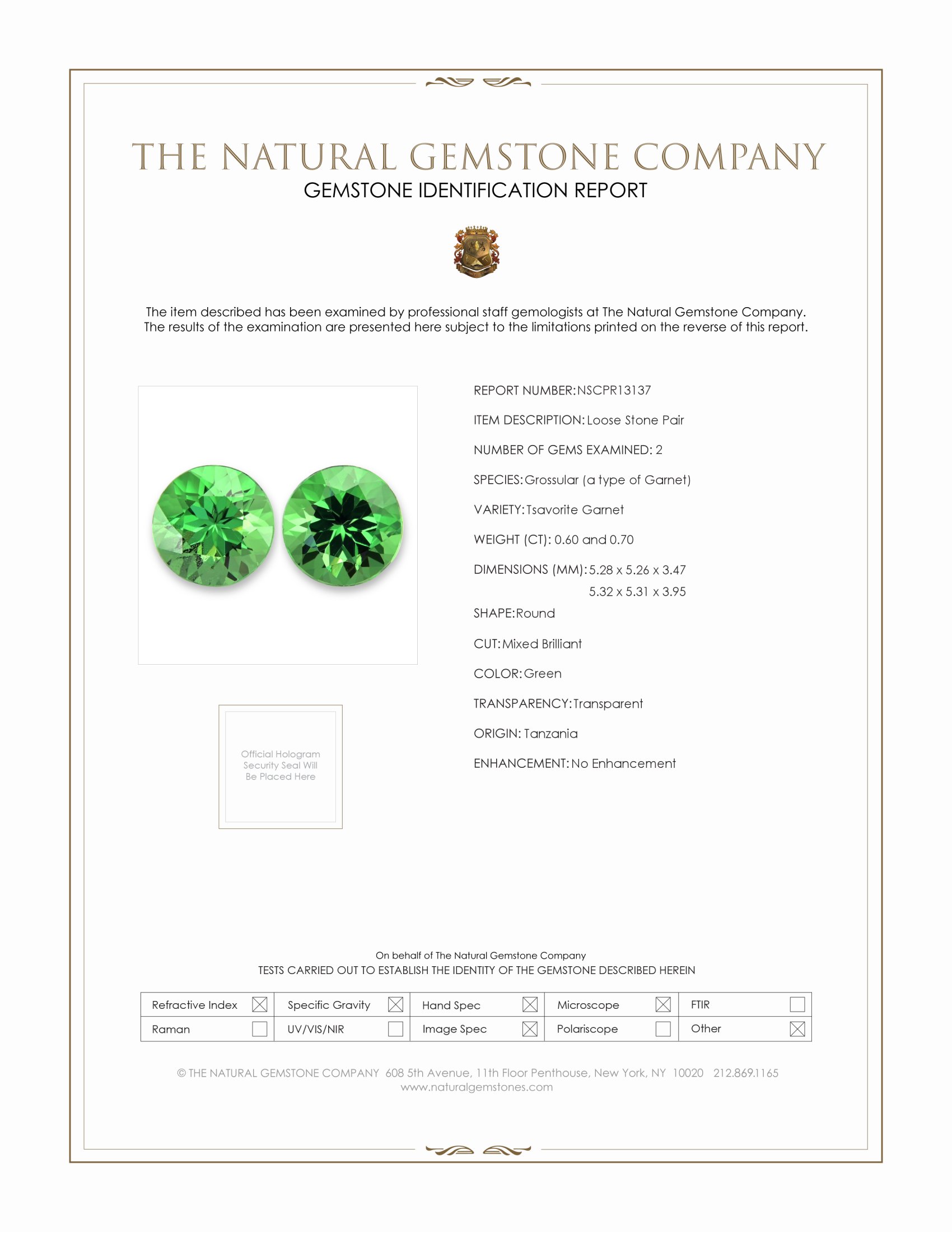 1.30 Ct.Tw. Tsavorite Garnet Pair from Tanzania