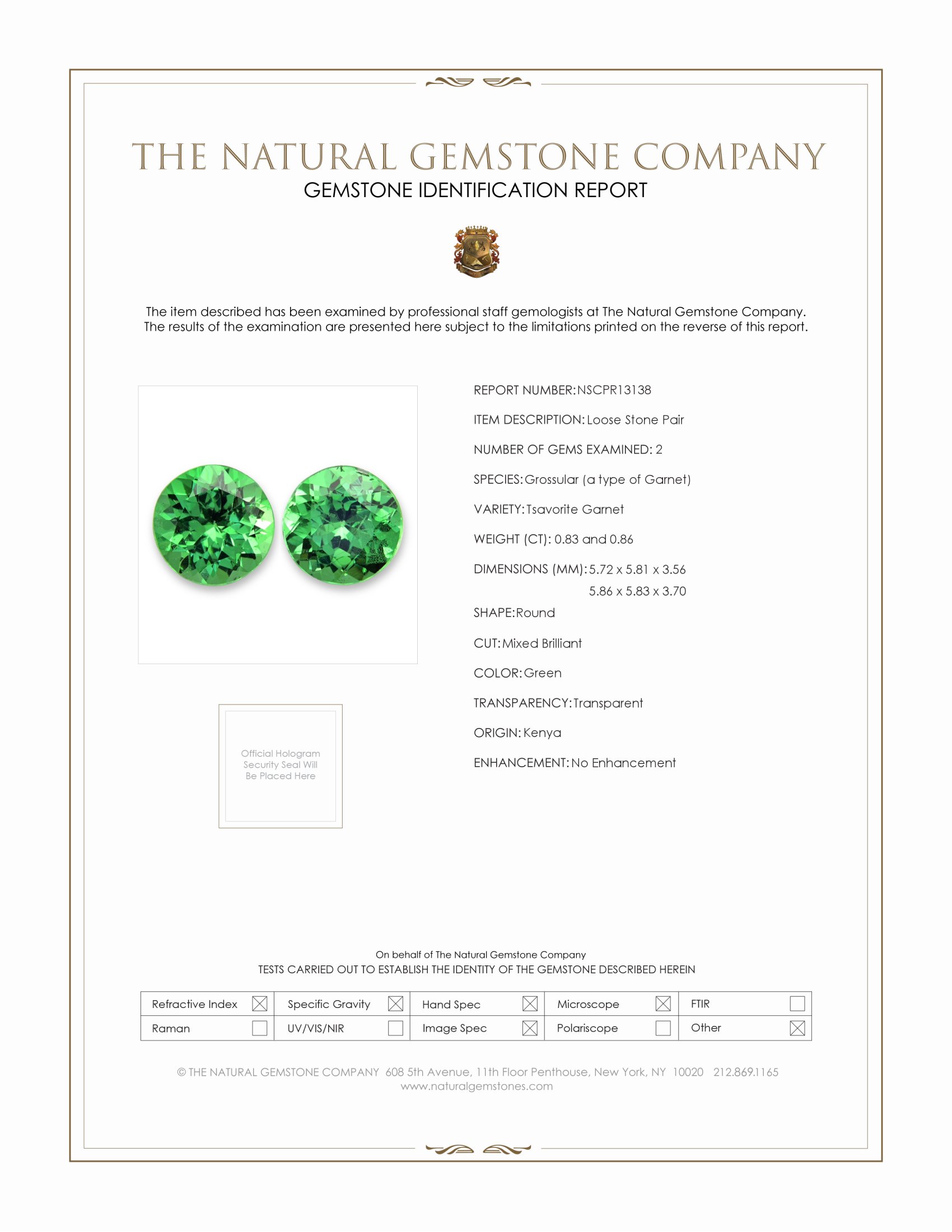 1.69 Ct.Tw. Tsavorite Garnet Pair from Kenya