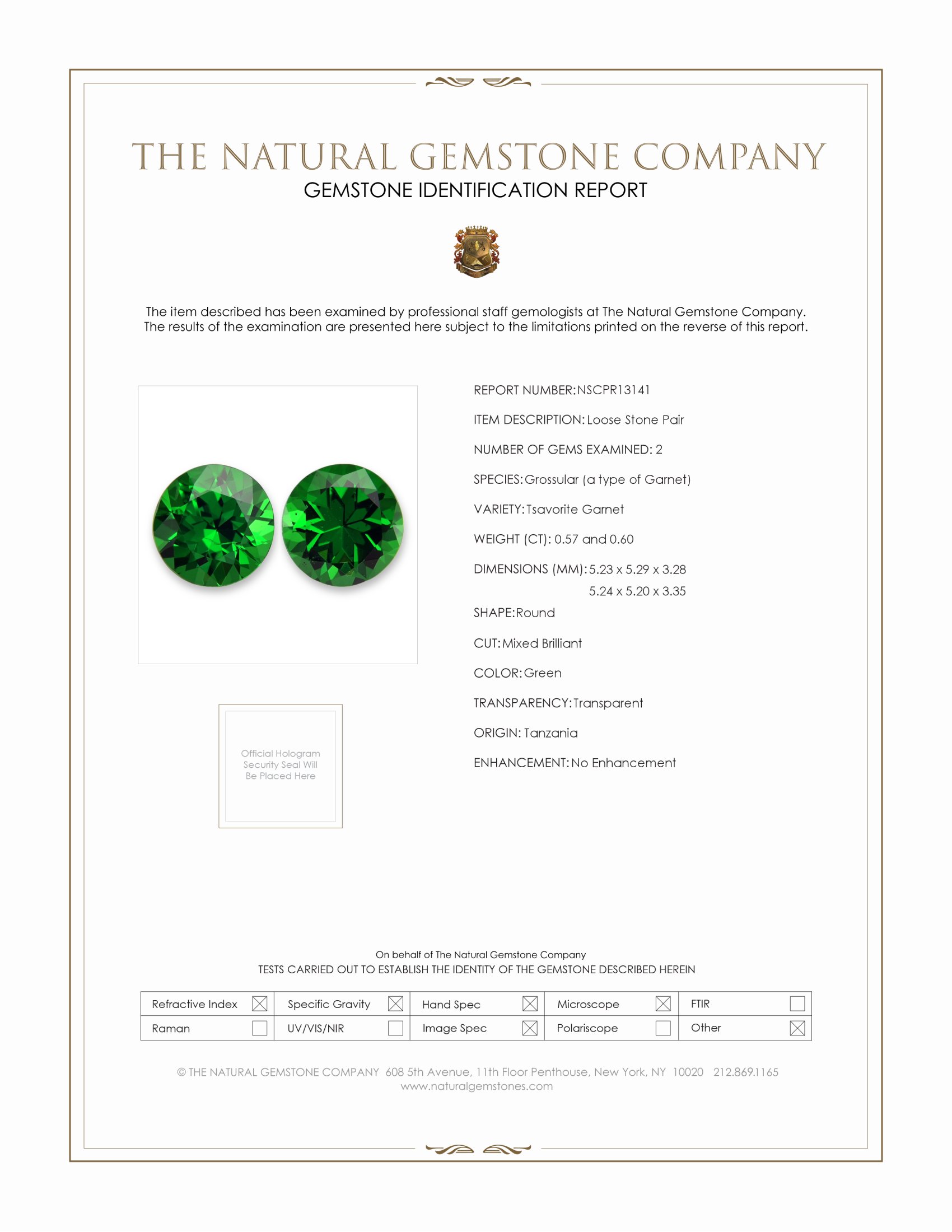 1.17 Ct.Tw. Tsavorite Garnet Pair from Tanzania