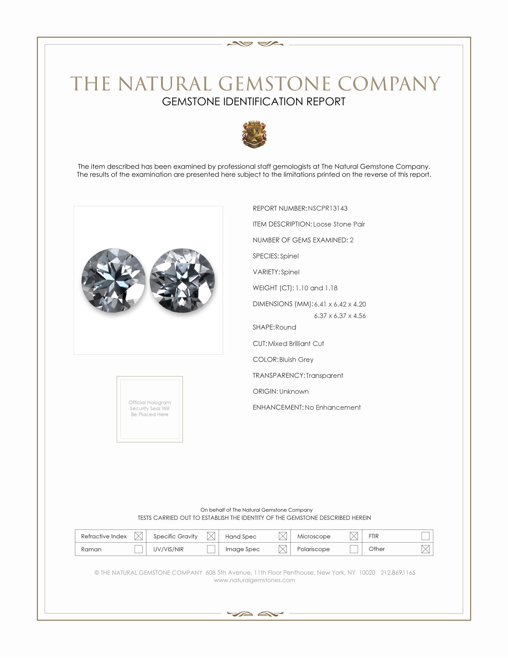 2.28 Ct.Tw. Bluish Grey Spinel Pair from Mozambique