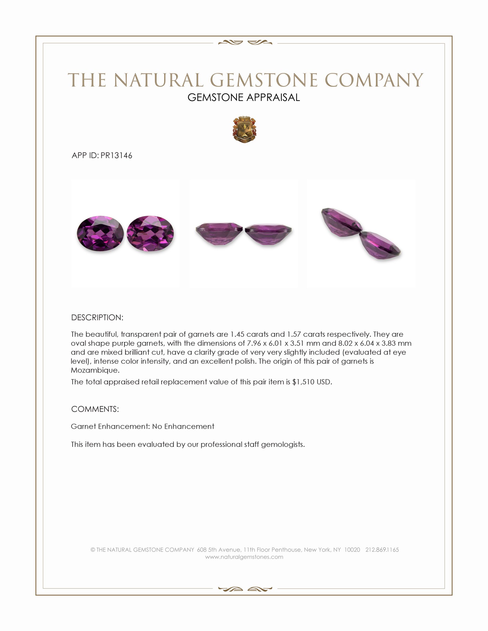 3.02 Ct.Tw. Garnet Pair from Mozambique