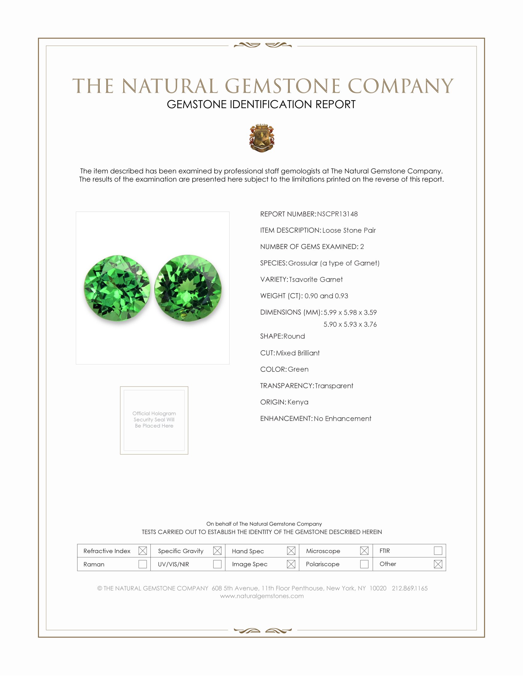 1.83 Ct.Tw. Tsavorite Garnet Pair from Kenya