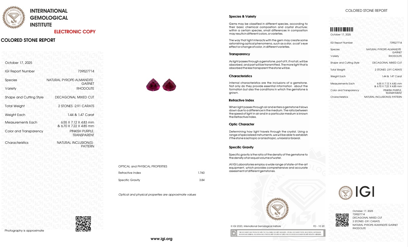 2.91 Ct.Tw. Rhodolite Garnet Pair from Tanzania