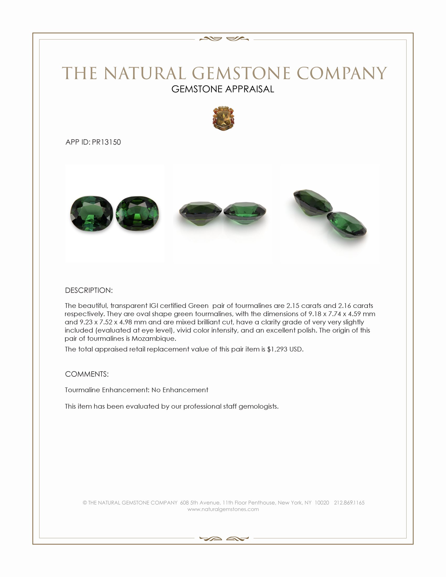 4.31 Ct.Tw. Green Tourmaline Pair from Mozambique