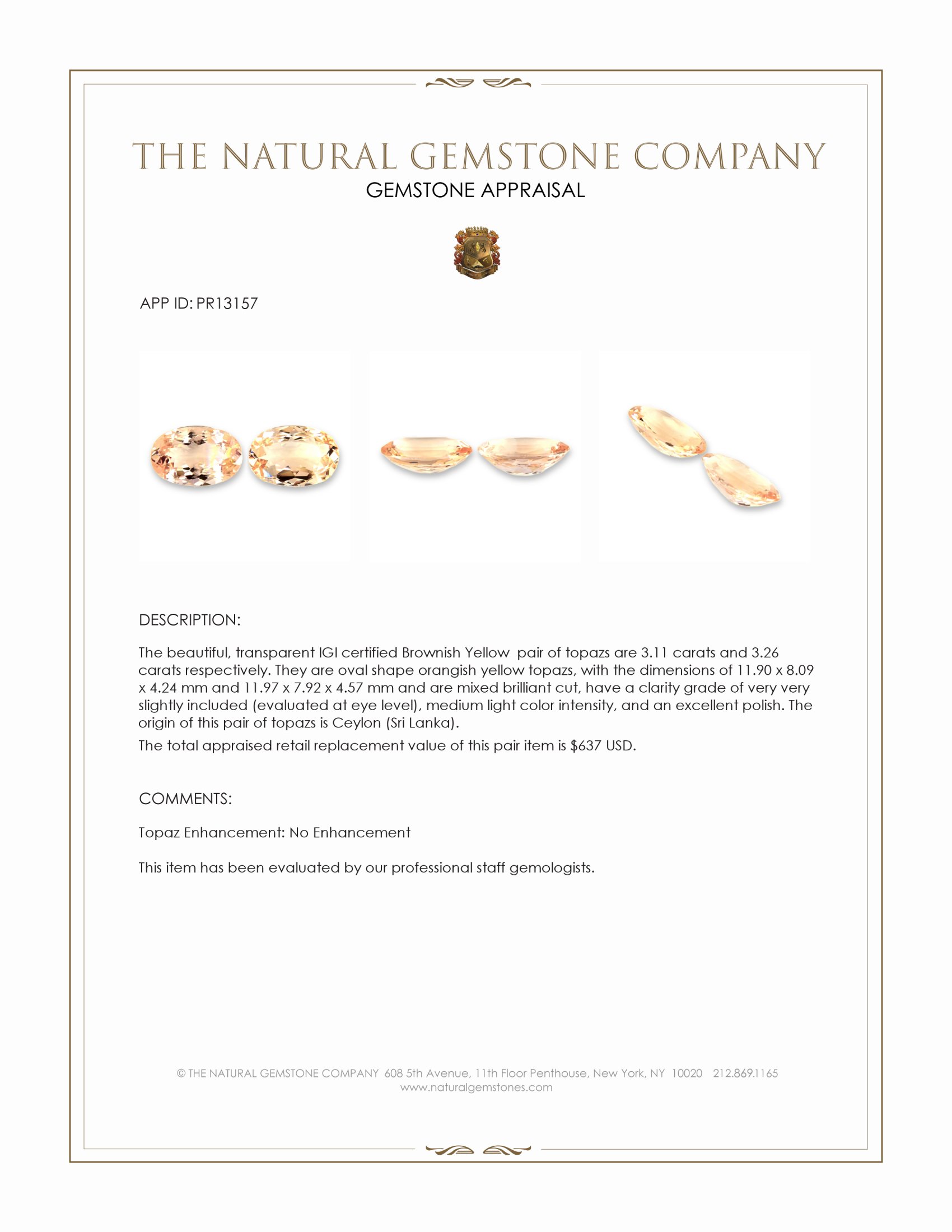 6.37 Ct.Tw. Topaz Pair from Ceylon (Sri Lanka)