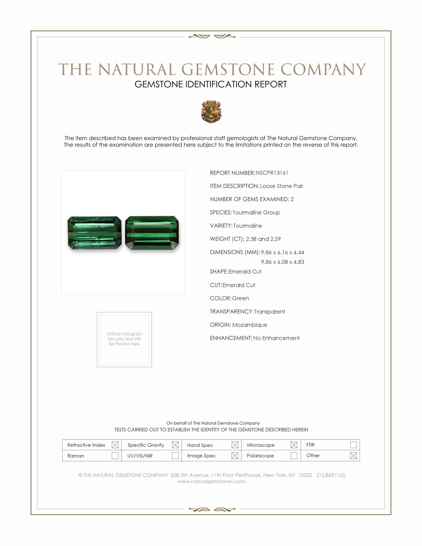4.97 Ct.Tw. Green Tourmaline Pair from Mozambique