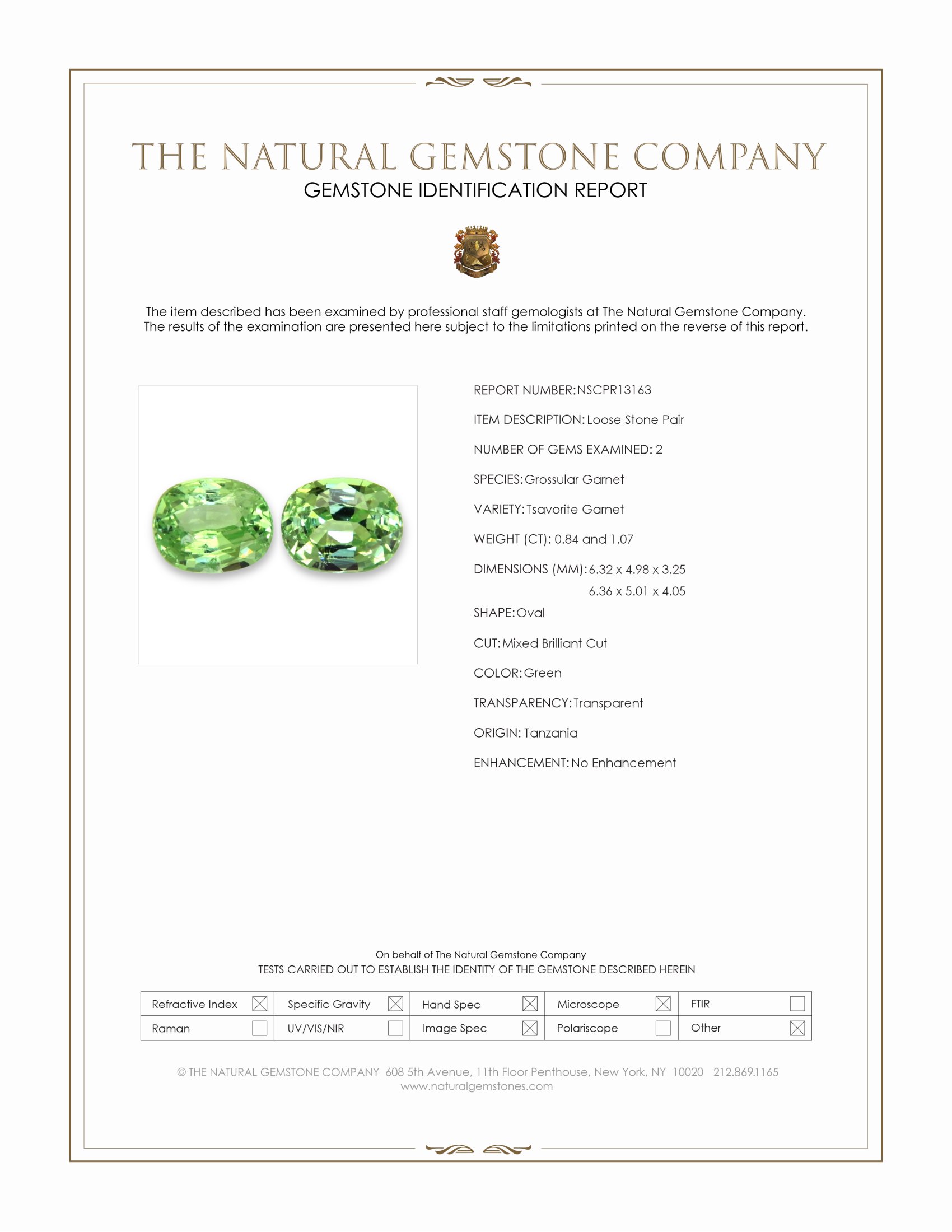 1.91 Ct.Tw. Tsavorite Garnet Pair from Tanzania