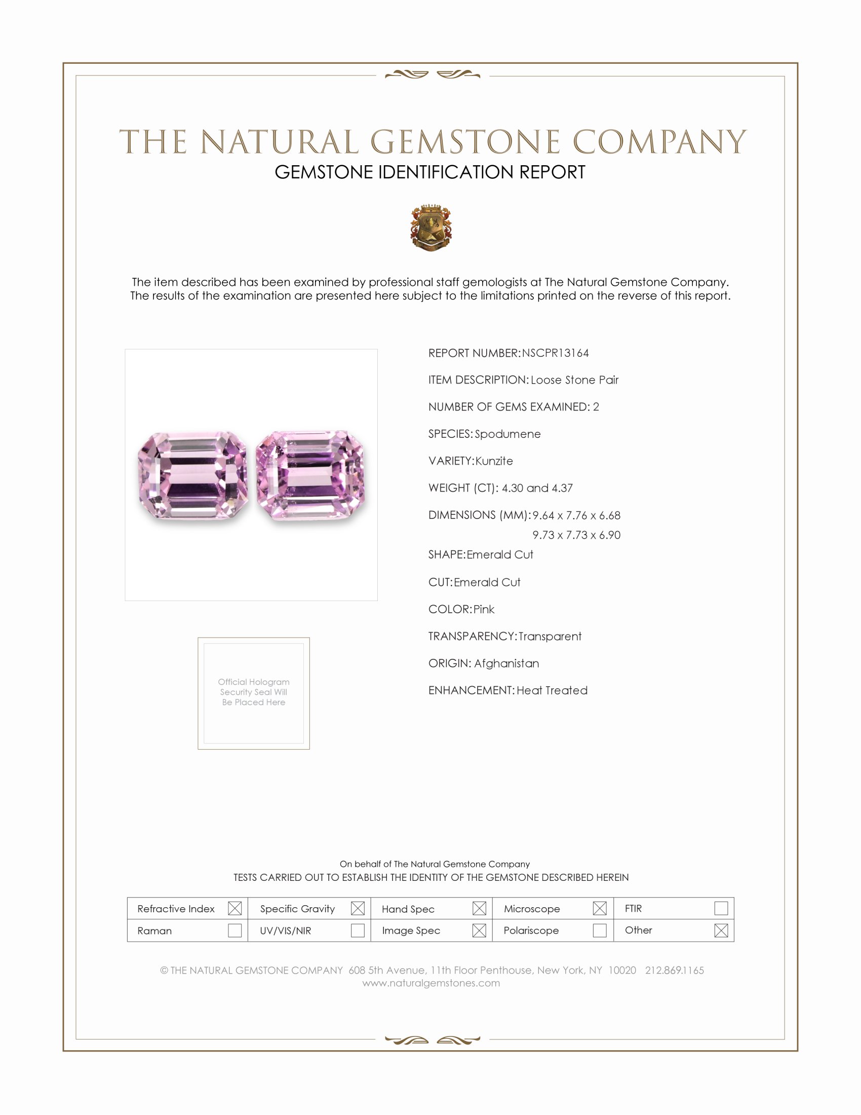 8.67 Ct.Tw. Pink Kunzite Pair from Afghanistan