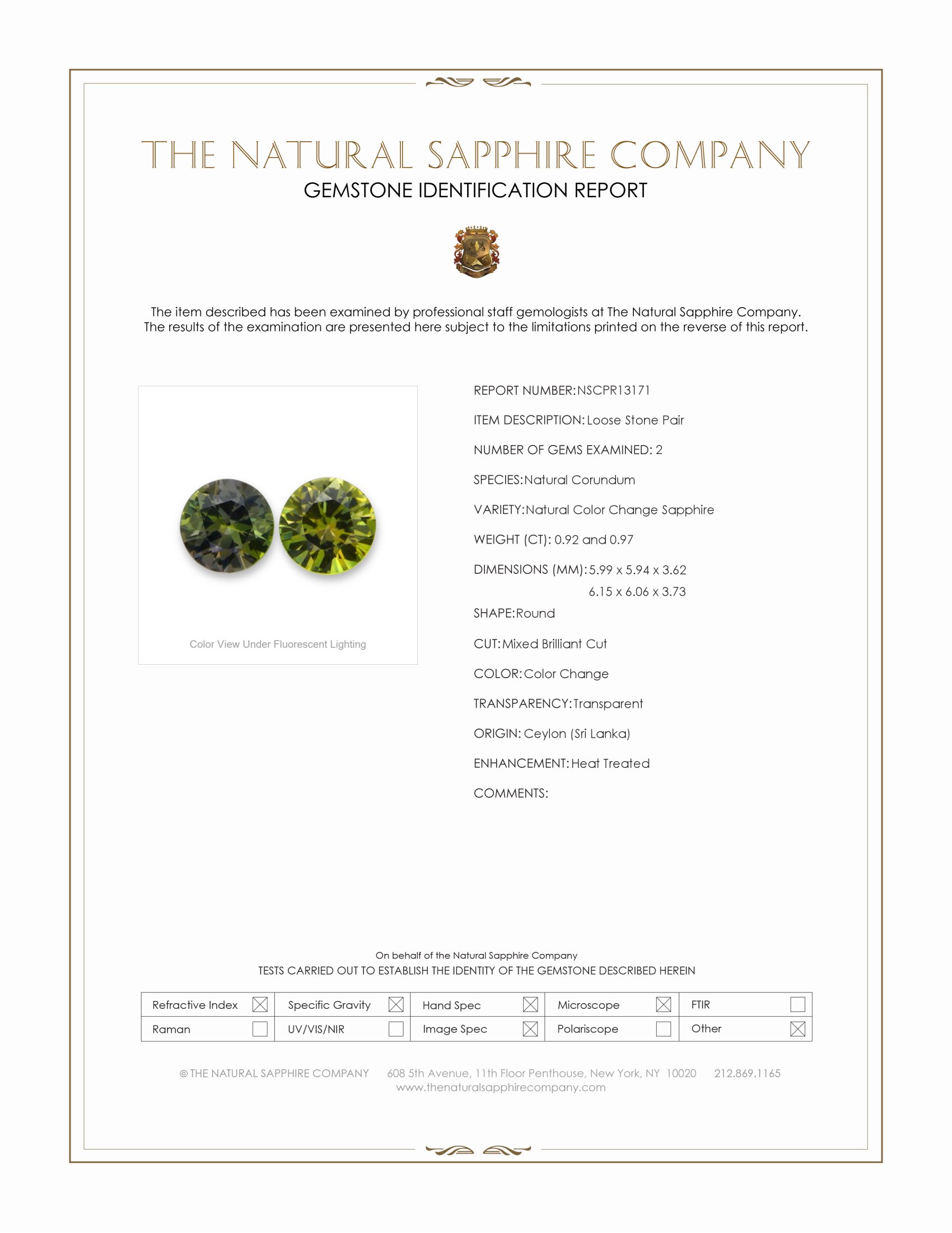 1.89 Ct.Tw. Color Change Sapphire Pair from Ceylon (Sri Lanka)