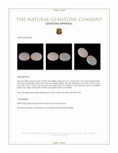 14.07 Ct.Tw.Total Carat Weight Multi Color Cabochon White Opal (Light Opal) Pair from Australia Appraisal