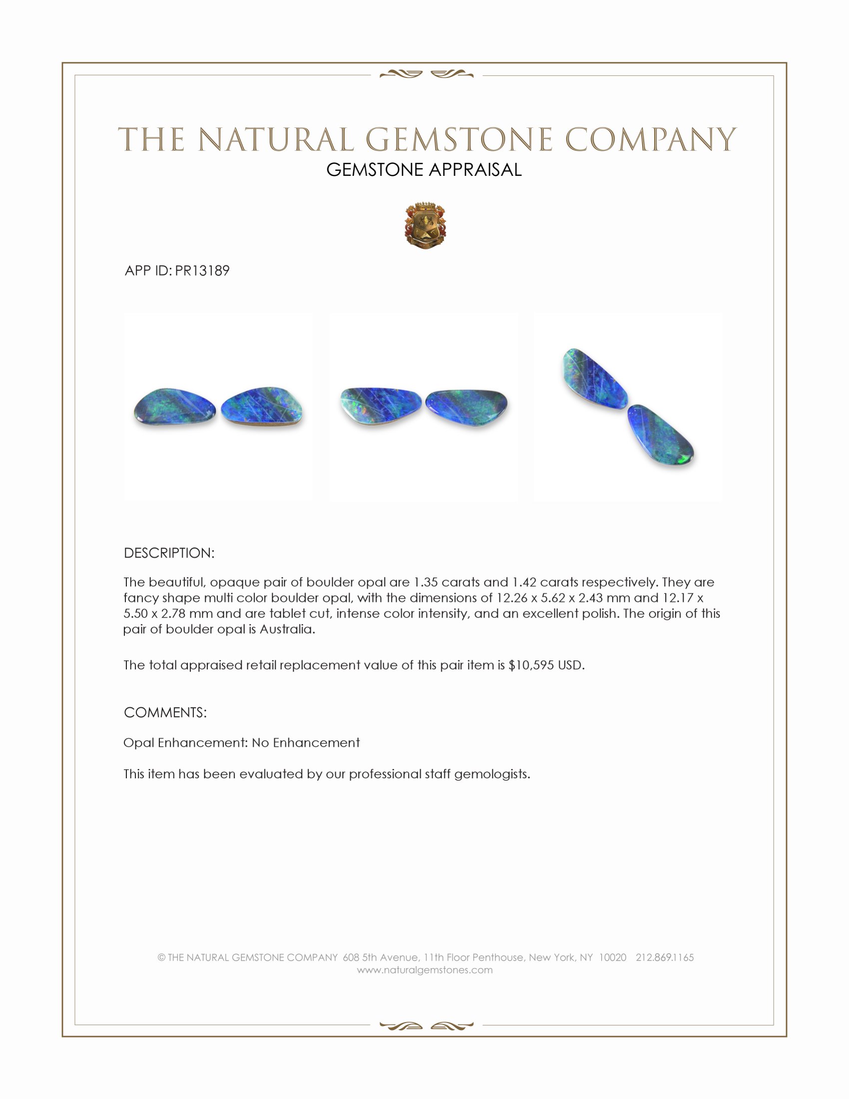 2.77 Ct.Tw. Multi Color Opal Pair from Australia