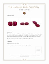 2.23 Ct.Tw.Total Carat Weight Ruby Pair from Burma (Myanmar) Appraisal