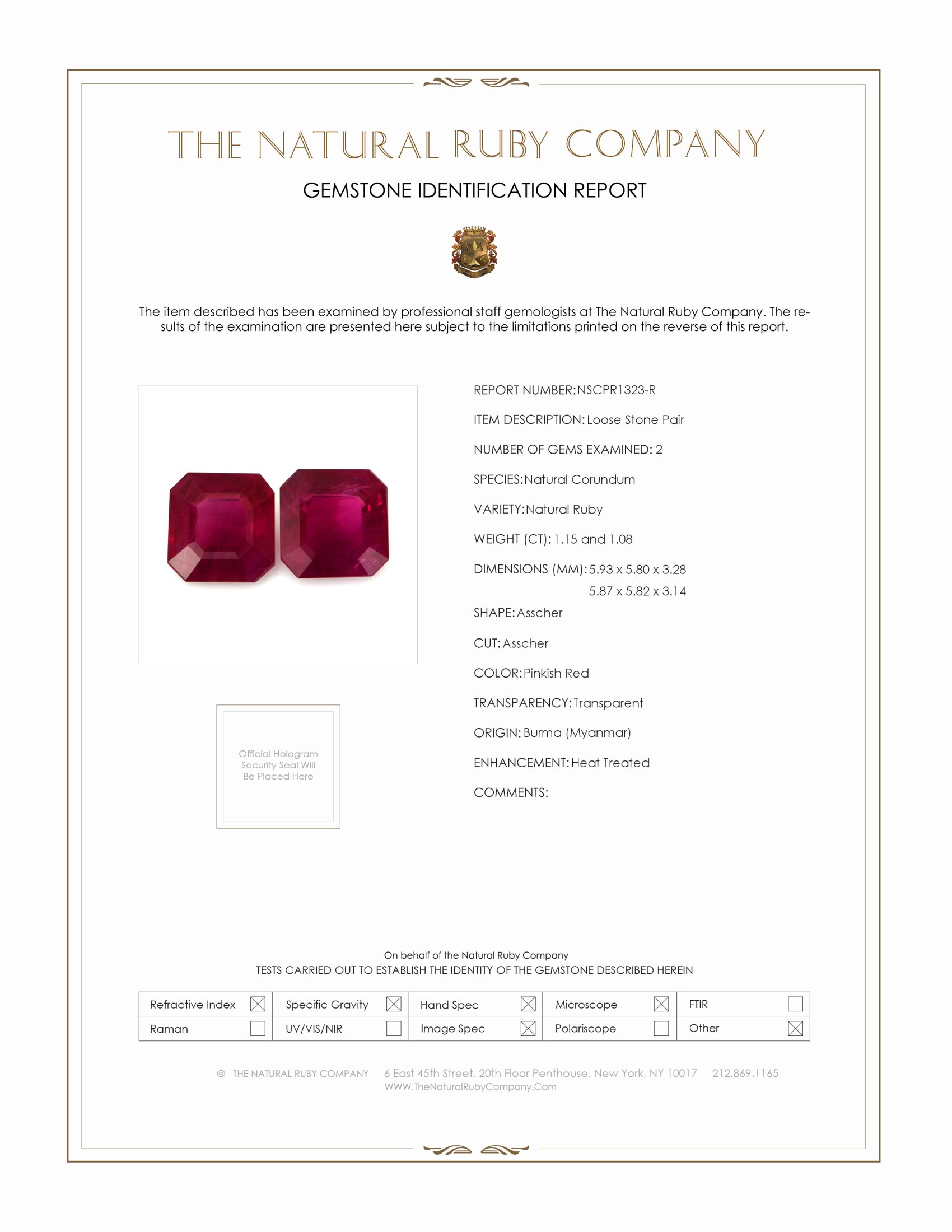 2.23 Ct.Tw. Ruby Pair from Burma (Myanmar)