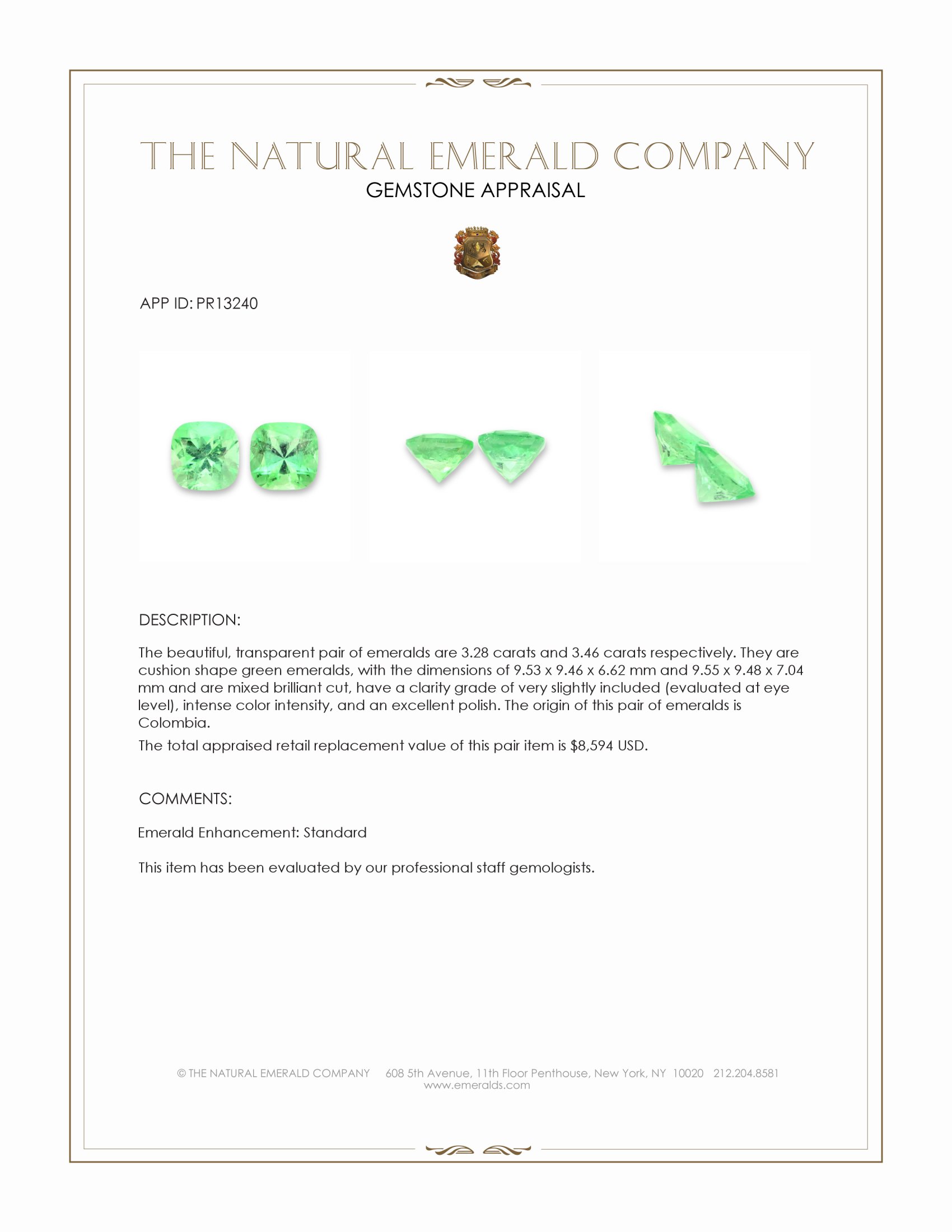 6.74 Ct.Tw. Emerald Pair from Colombia