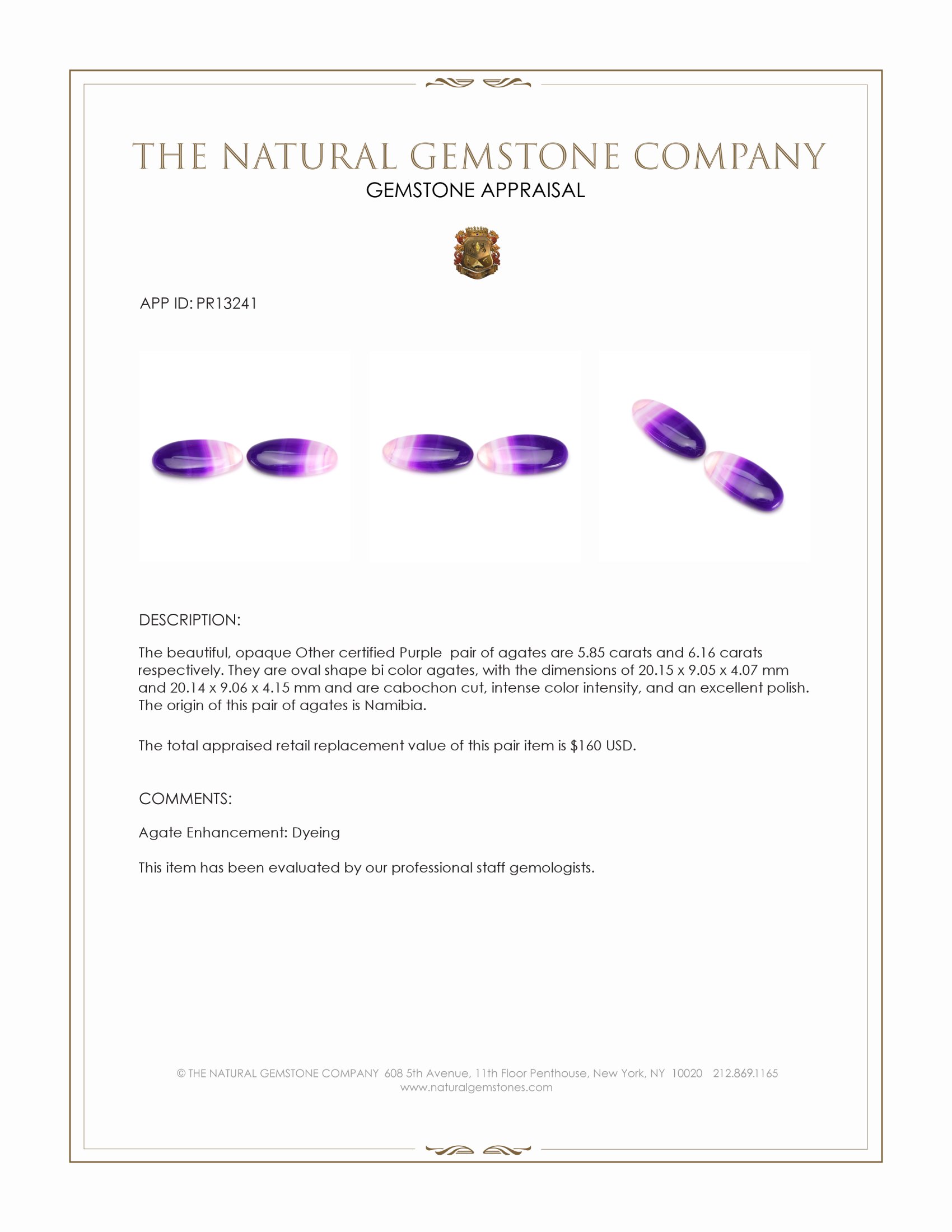 12.01 Ct.Tw. Cabochon Agate Pair from Namibia