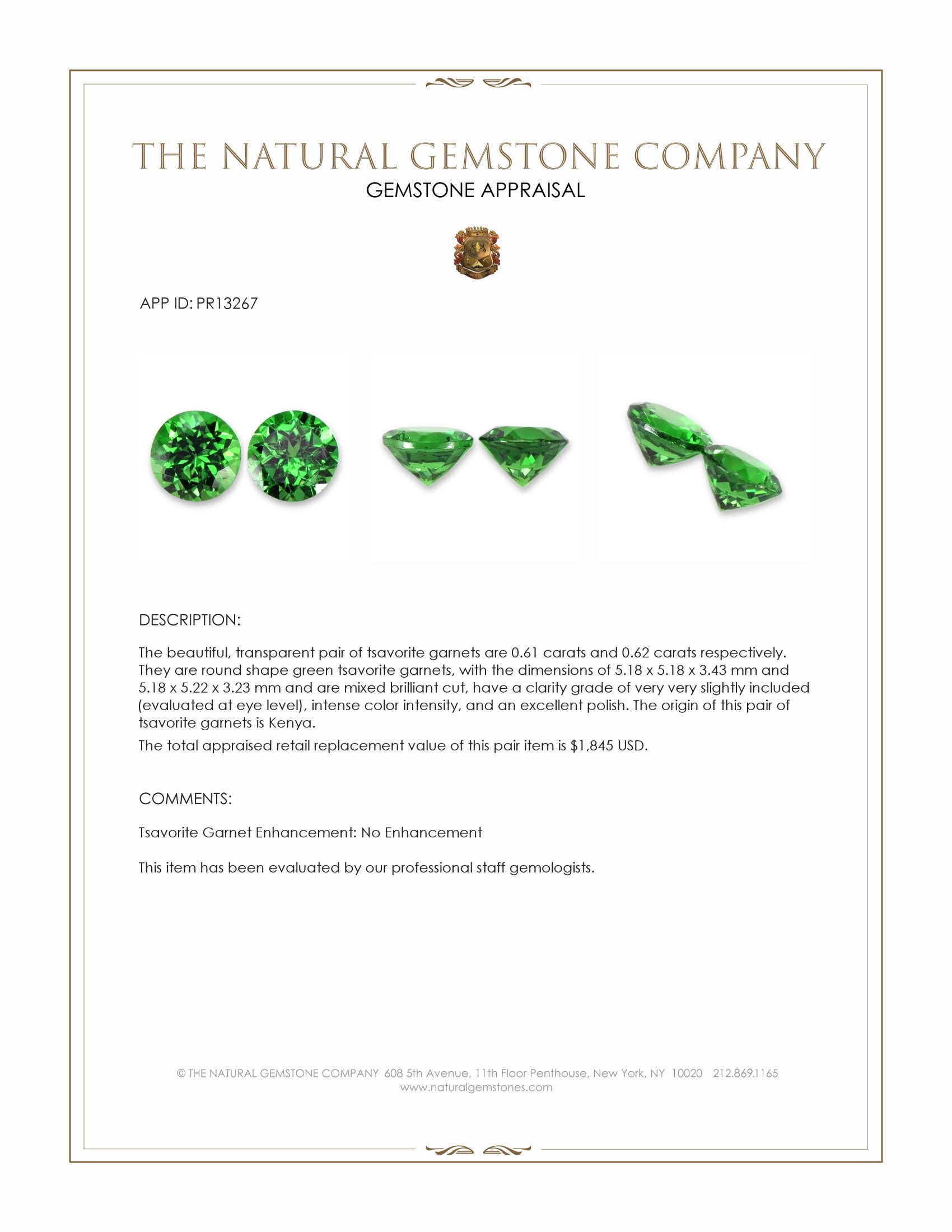 1.23 Ct.Tw. Tsavorite Garnet Pair from Kenya