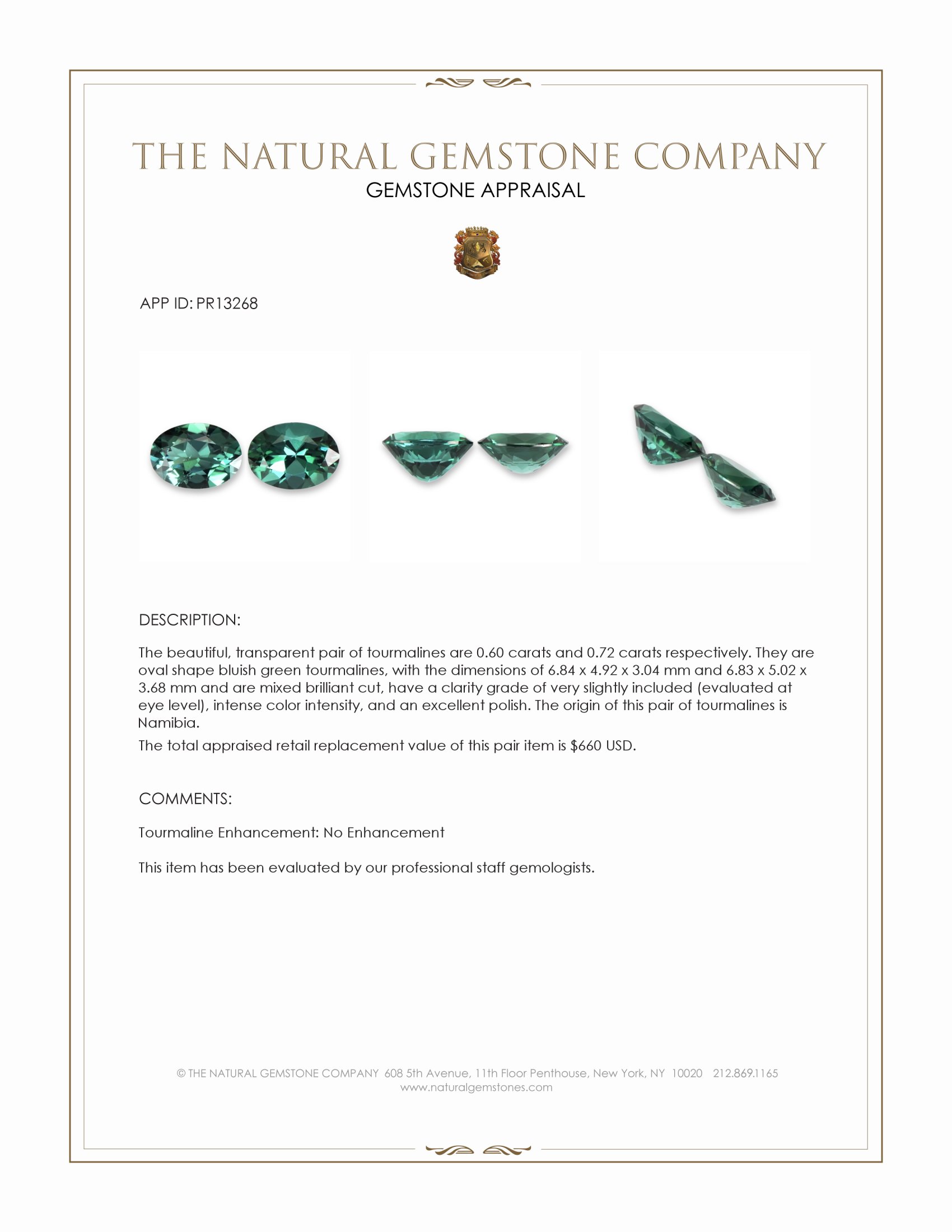 1.32 Ct.Tw. Tourmaline Pair from Namibia