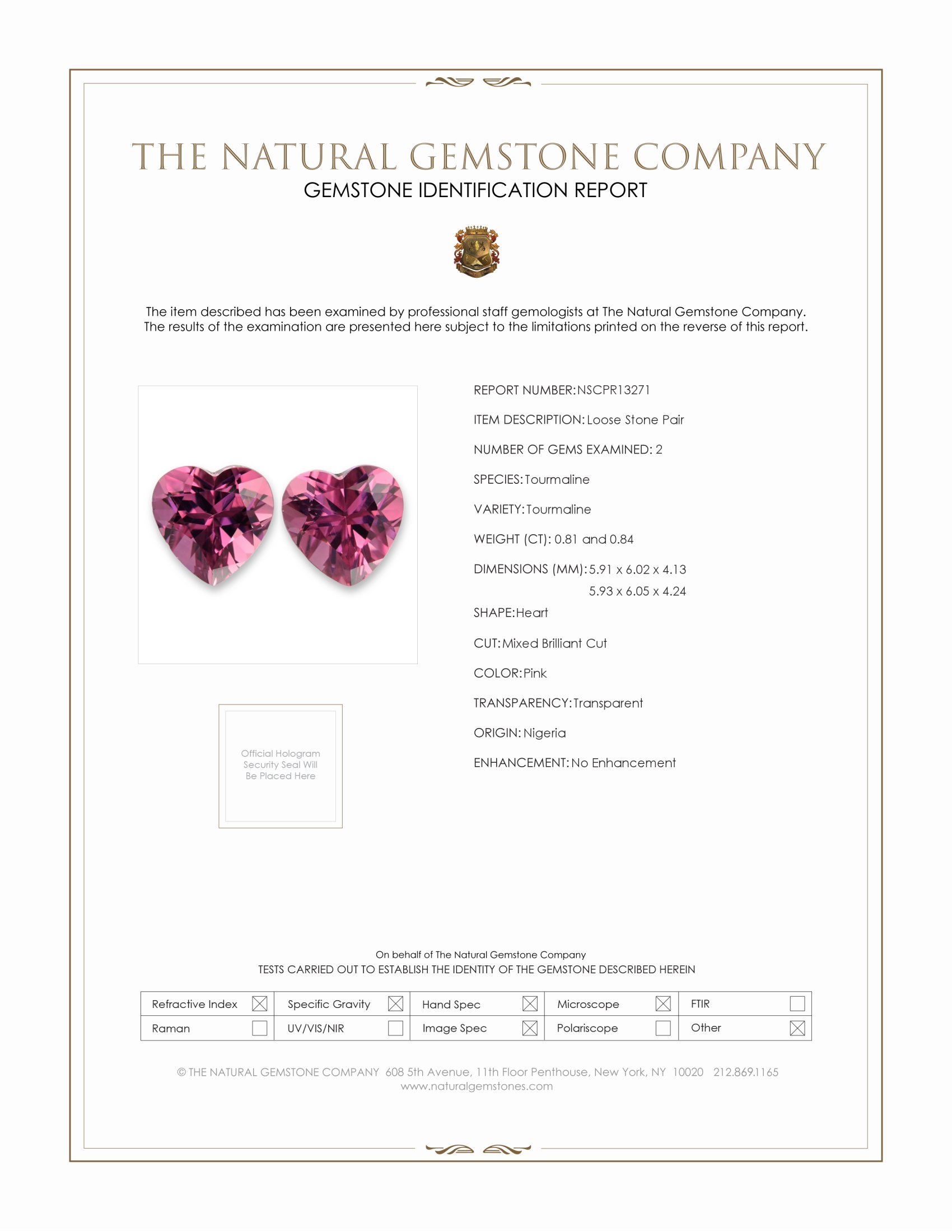1.65 Ct.Tw. Pink Tourmaline Pair from Nigeria