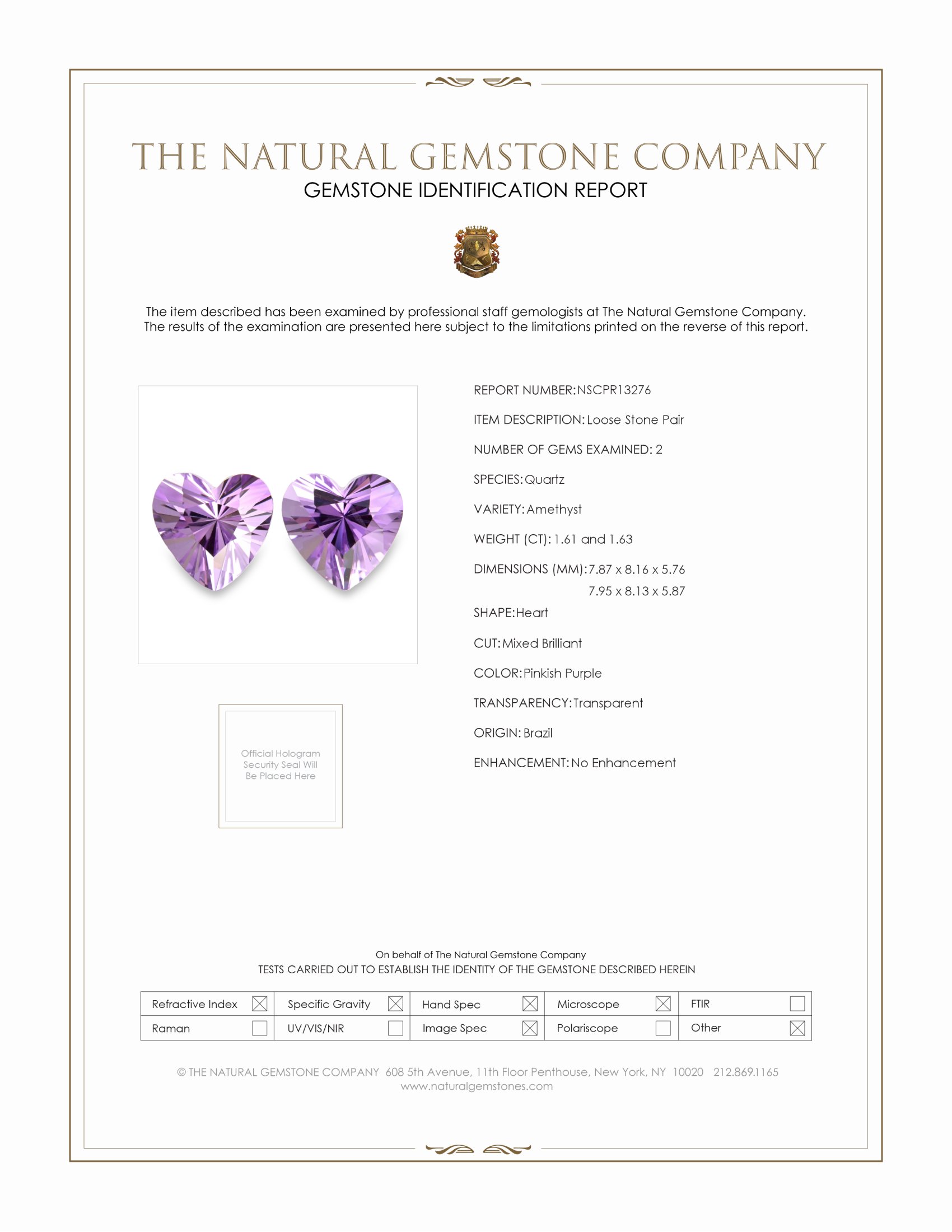 3.24 Ct.Tw. Pinkish Purple Amethyst Pair from Brazil