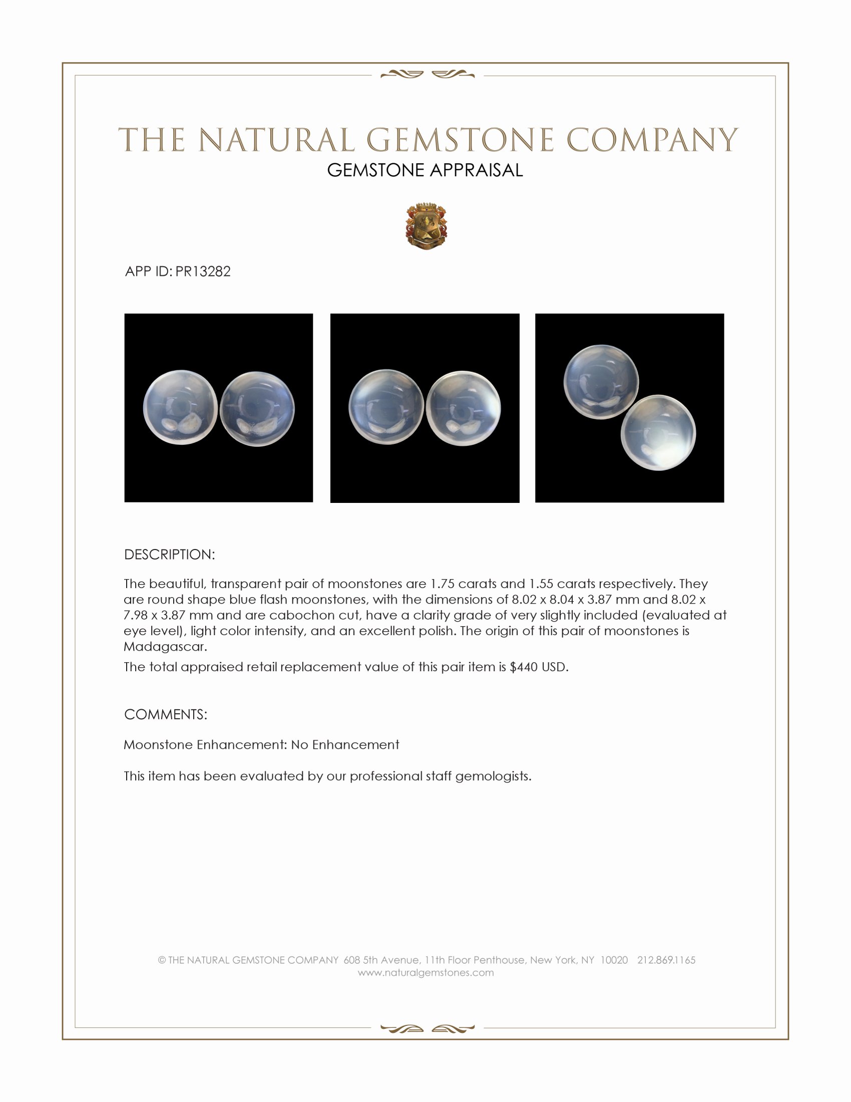 3.30 Ct.Tw. Blue Flash Cabochon Moonstone Pair from Madagascar