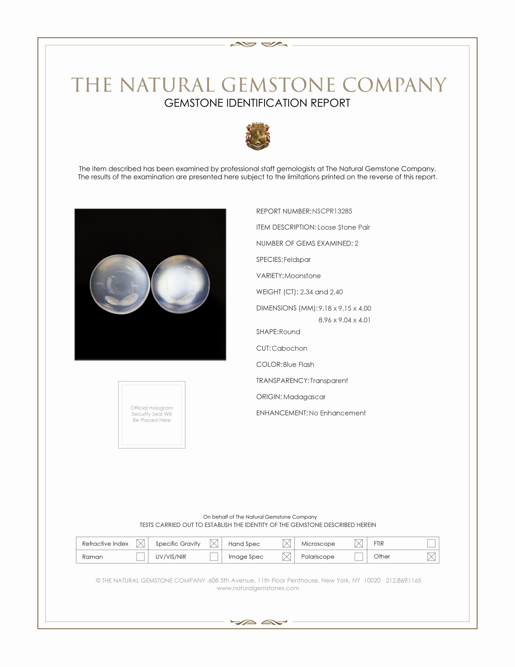 4.74 Ct.Tw. Blue Flash Cabochon Moonstone Pair from Madagascar
