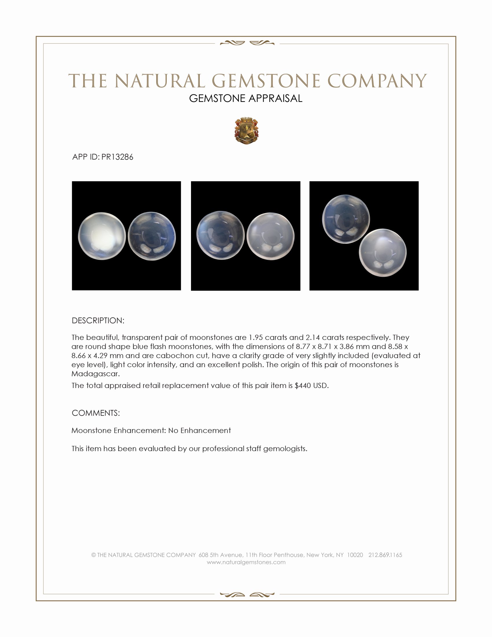 4.09 Ct.Tw. Blue Flash Cabochon Moonstone Pair from Madagascar