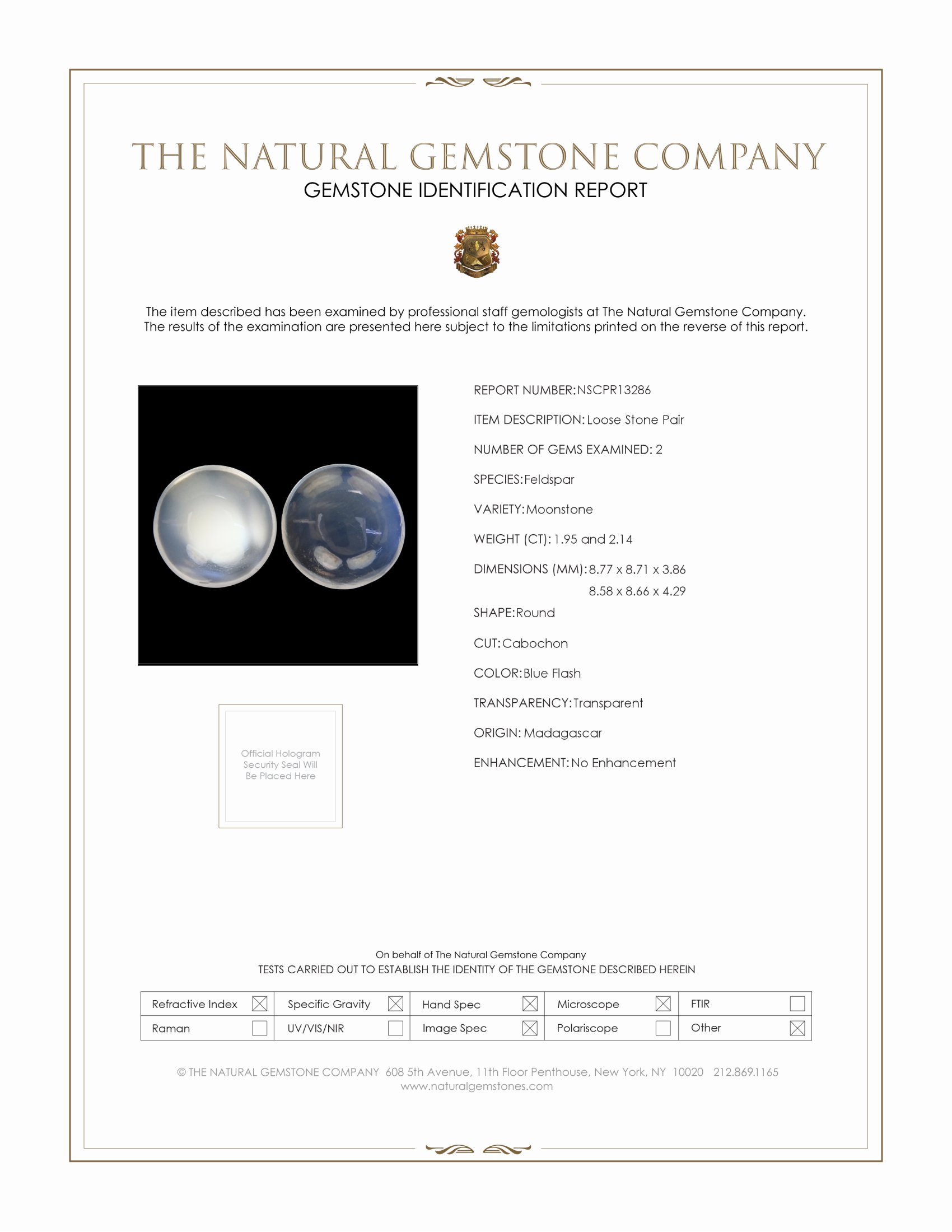 4.09 Ct.Tw. Blue Flash Cabochon Moonstone Pair from Madagascar