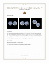 4.34 Ct.Tw.Total Carat Weight Blue Flash Cabochon Moonstone Pair from Madagascar Appraisal