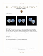 4.24 Ct.Tw.Total Carat Weight Blue Flash Cabochon Moonstone Pair from Madagascar Appraisal