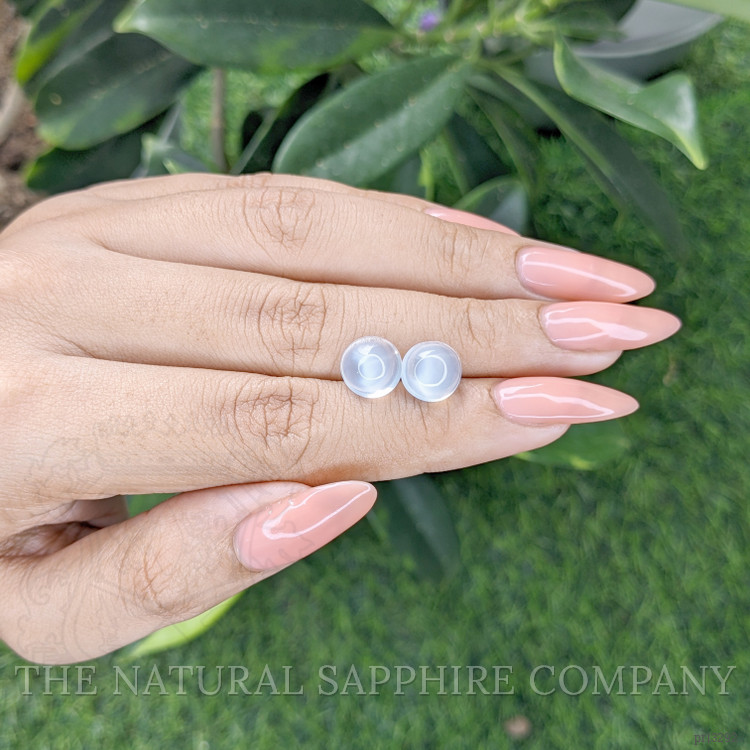 5.54 Ct.Tw. Blue Flash Cabochon Moonstone Pair from Madagascar