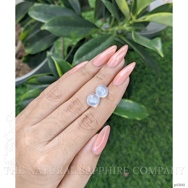 5.54 Ct.Tw. Blue Flash Cabochon Moonstone Pair from Madagascar