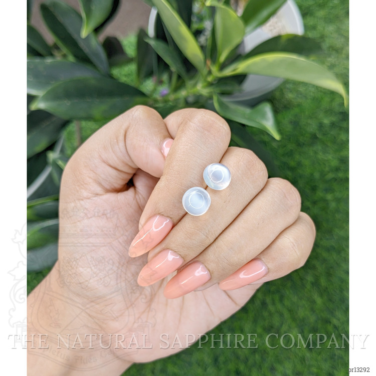 5.54 Ct.Tw. Blue Flash Cabochon Moonstone Pair from Madagascar