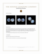 3.98 Ct.Tw.Total Carat Weight Blue Flash Cabochon Moonstone Pair from Madagascar Appraisal